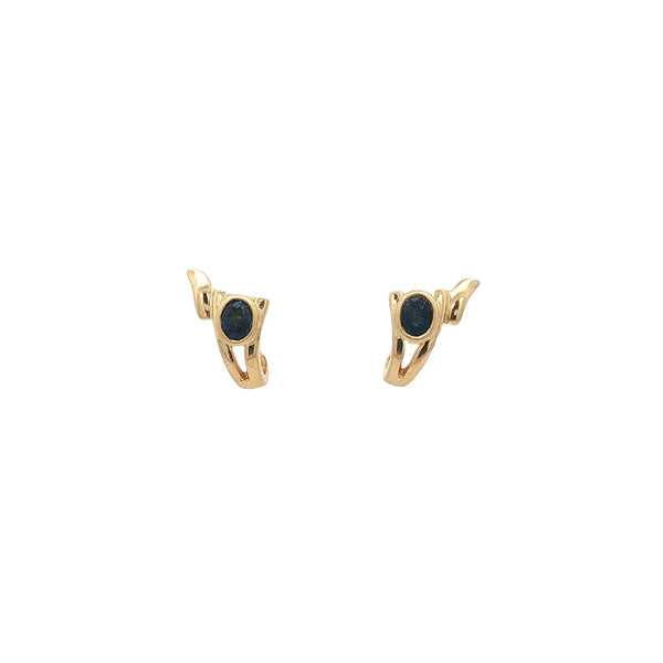 Vintage 18 kt gold stud earrings with sapphire