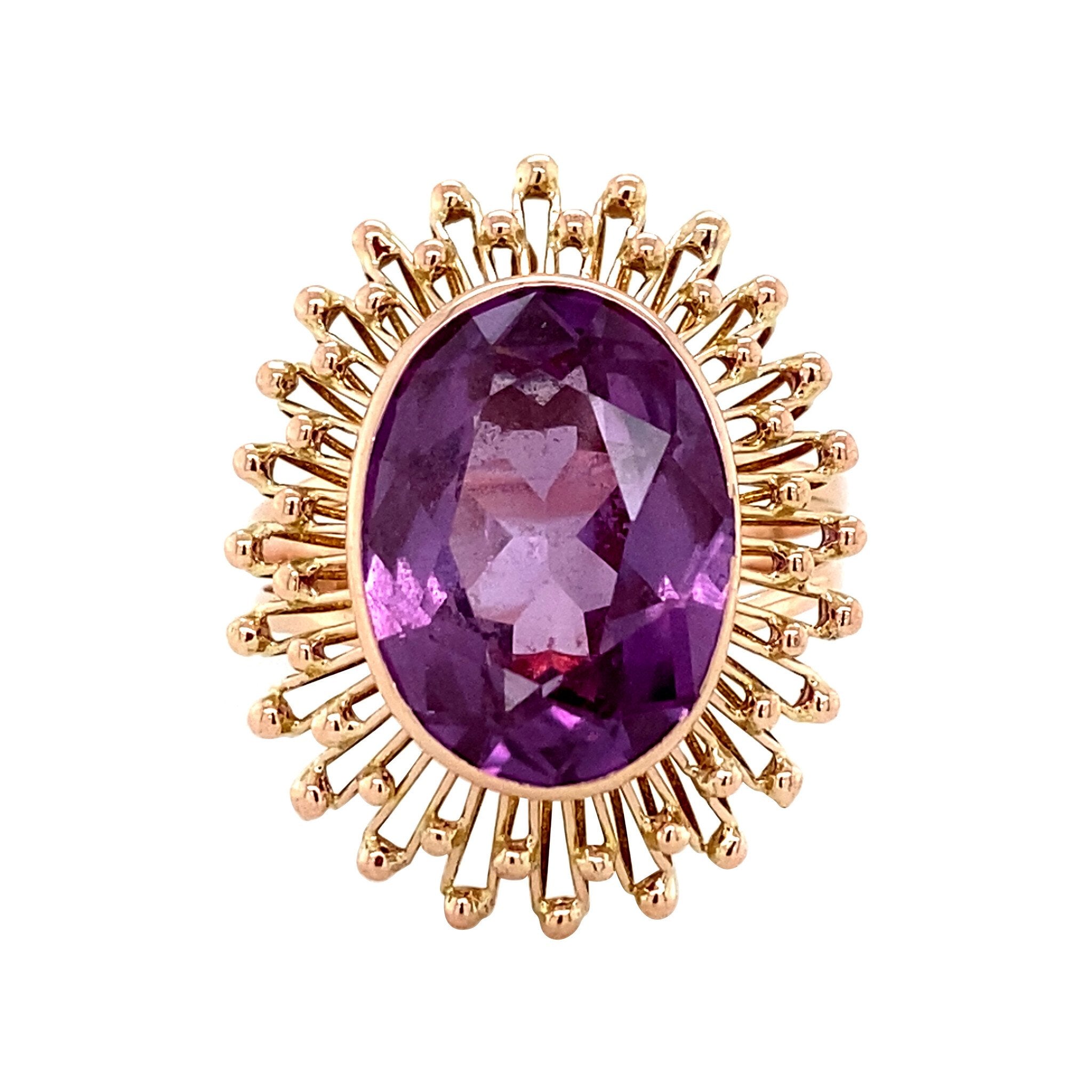 Rose-gold ring with purple sapphire, 14 kt
