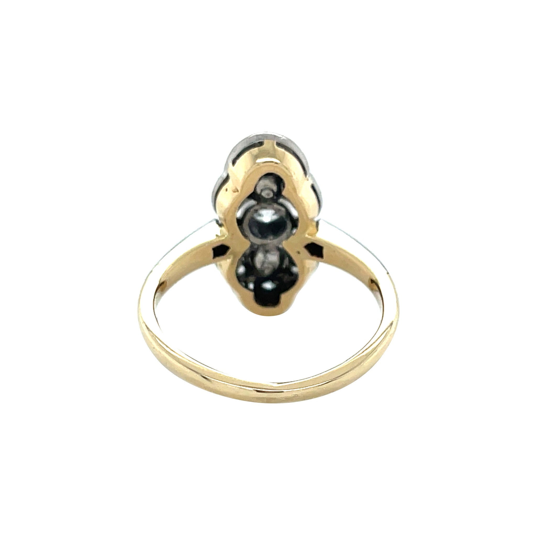 Gouden vintage ring met parel en diamant 14 kt