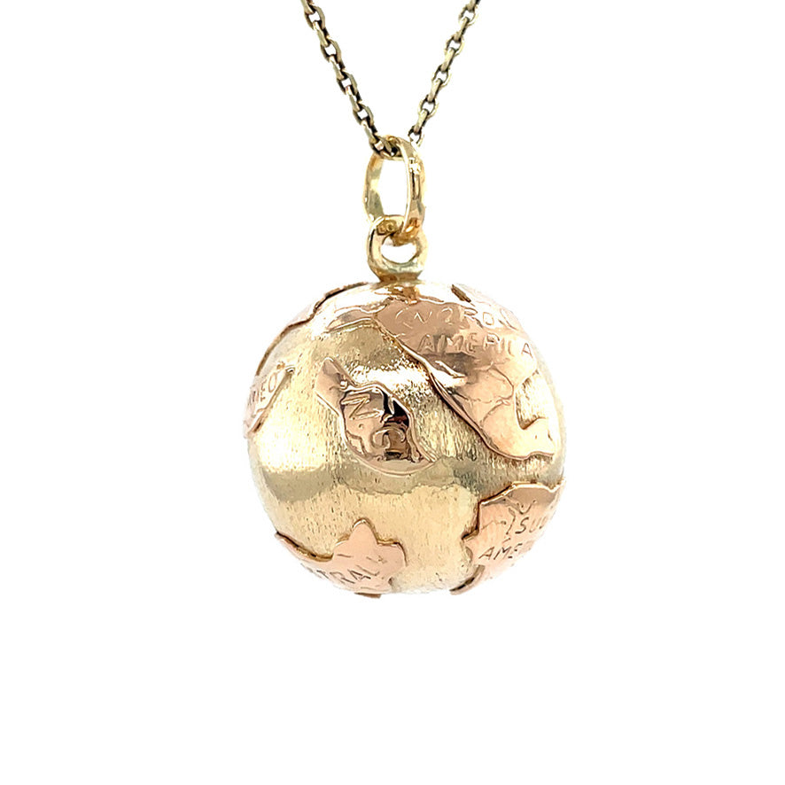 Golden vintage globe pendant 14 kt