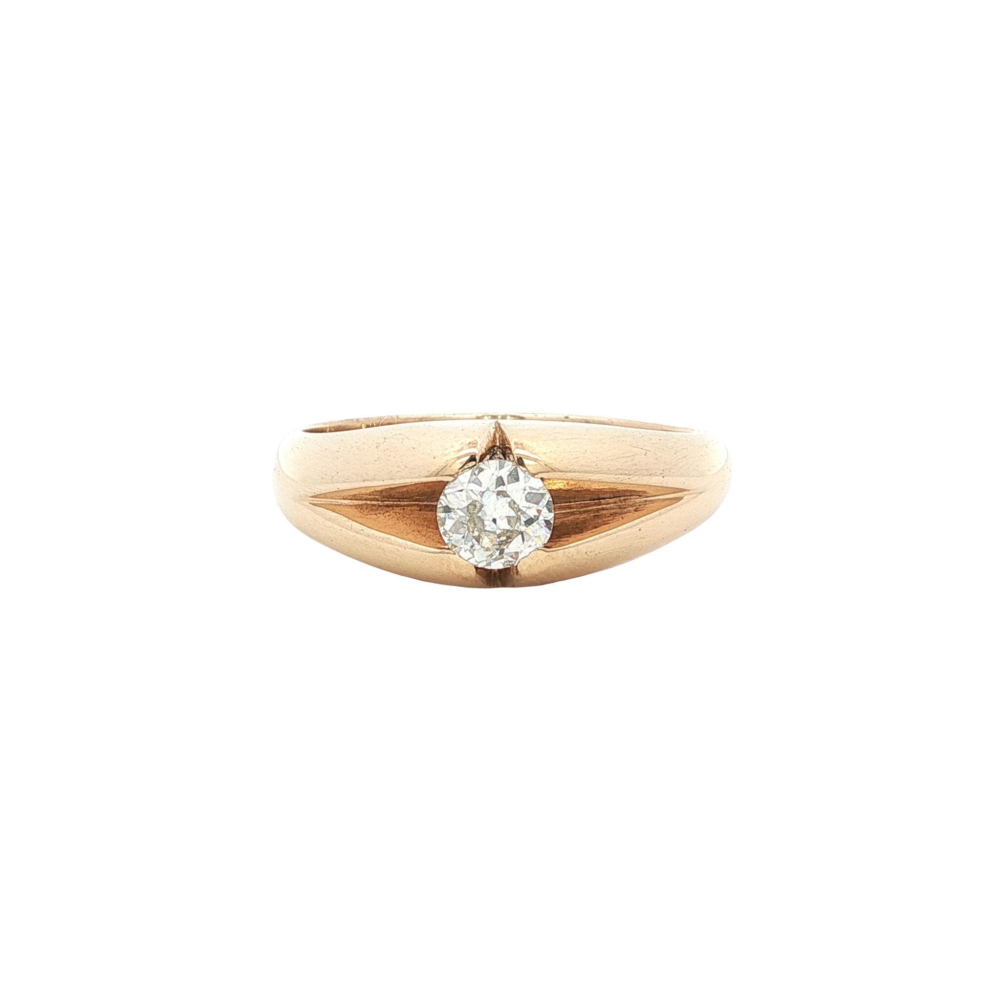 Gouden vintage ring met diamant 14 kt