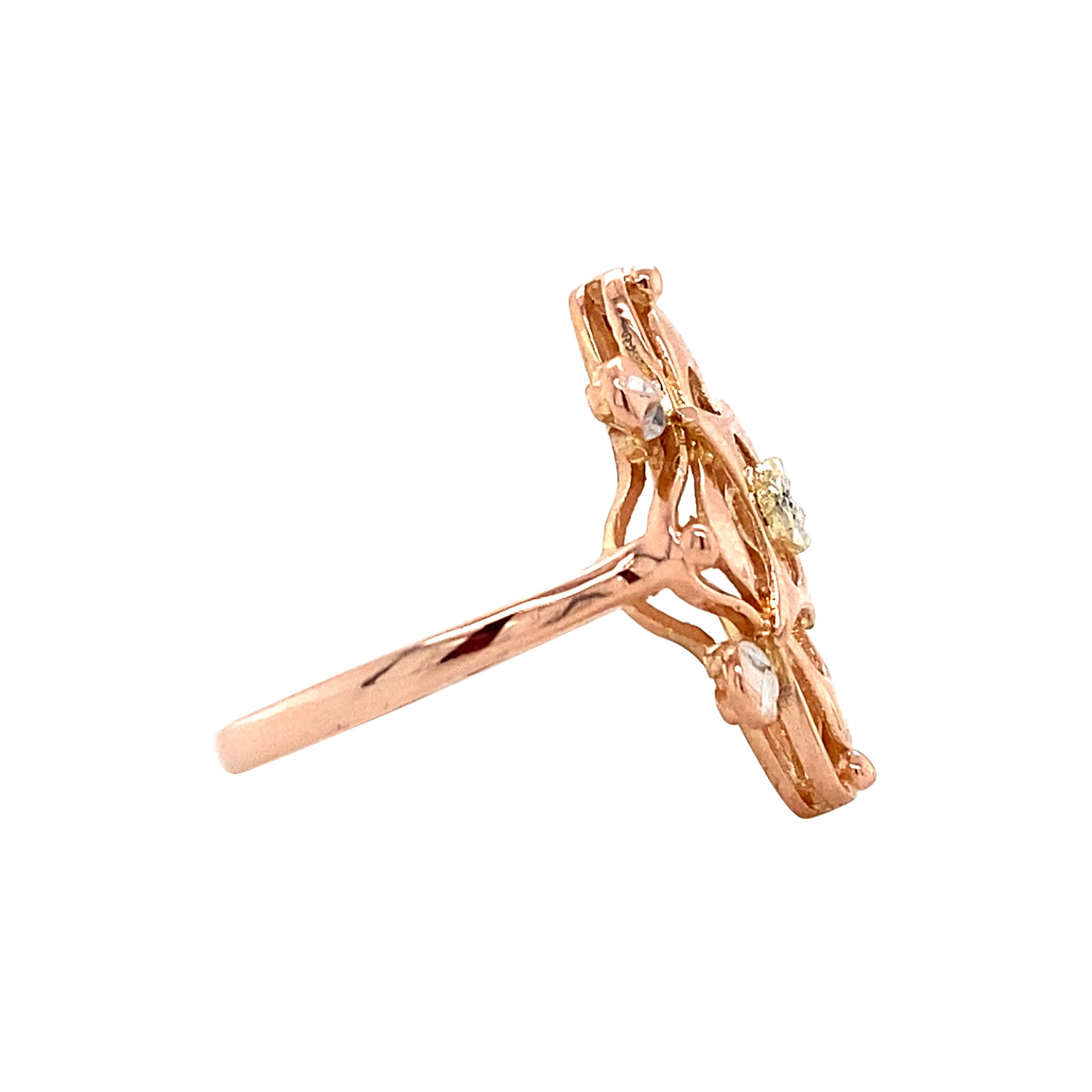 Roségouden vintage ring met diamant 14 krt