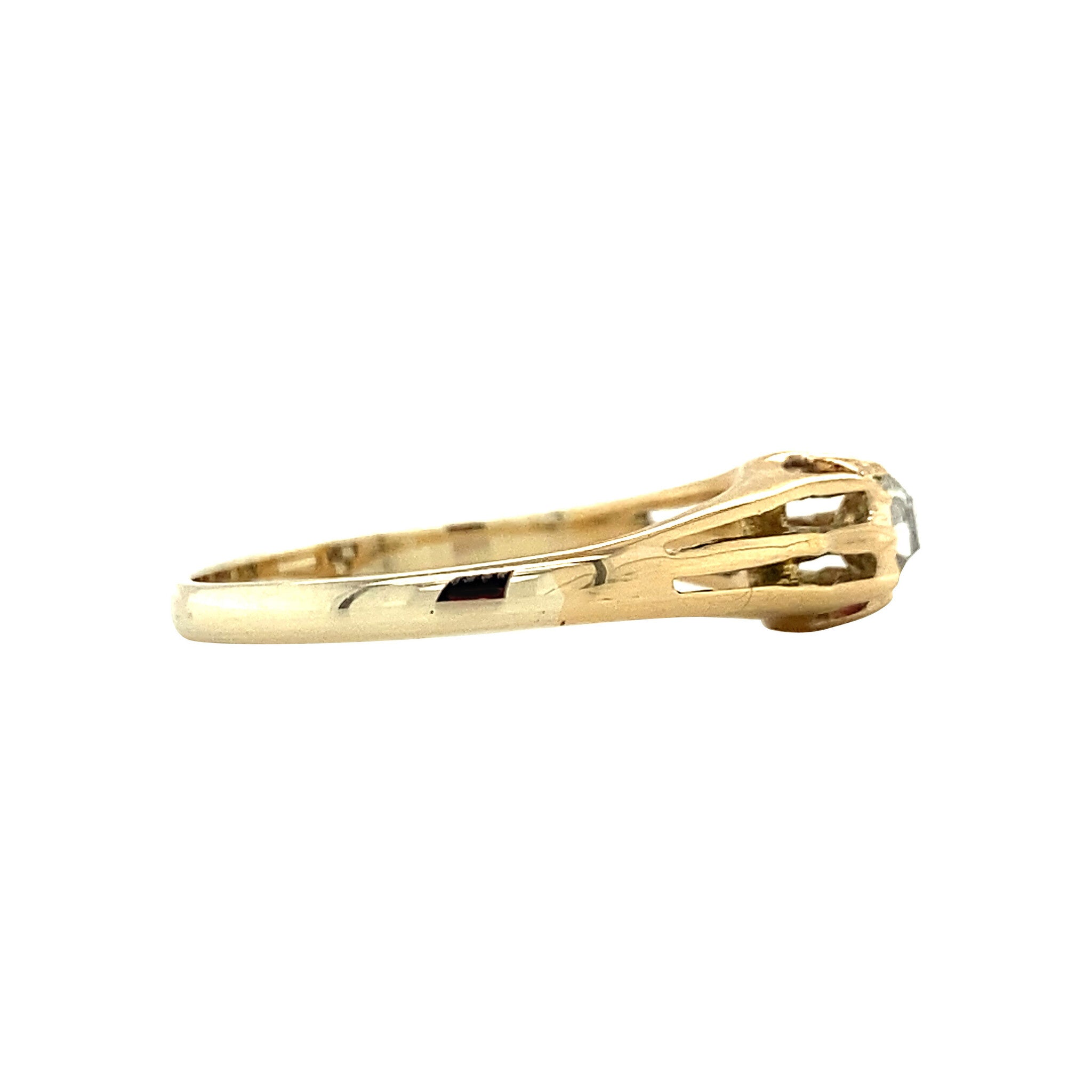 Gouden solitair ring met roosdiamant 14 krt