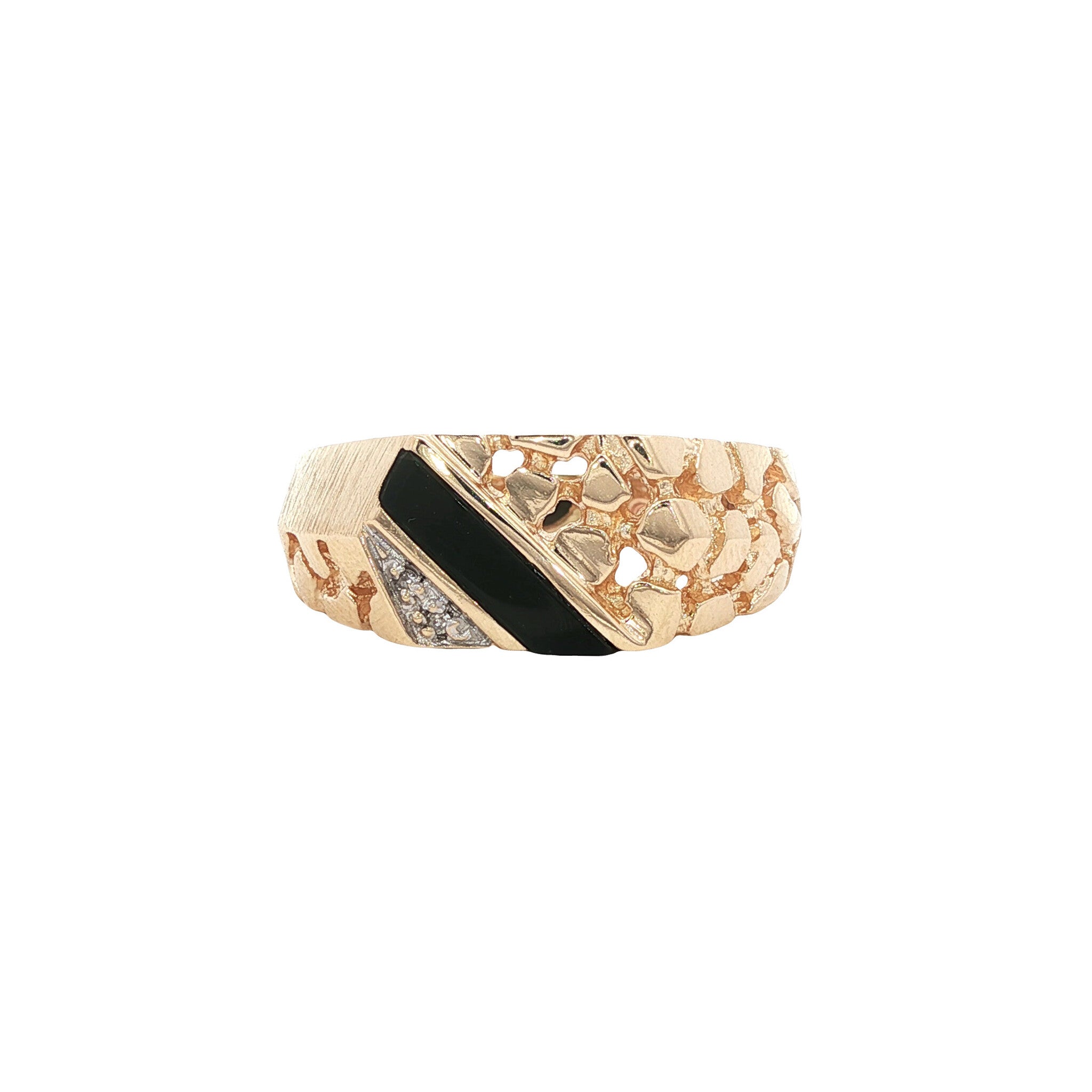 Vintage ring with onyx and diamond, 10 kt