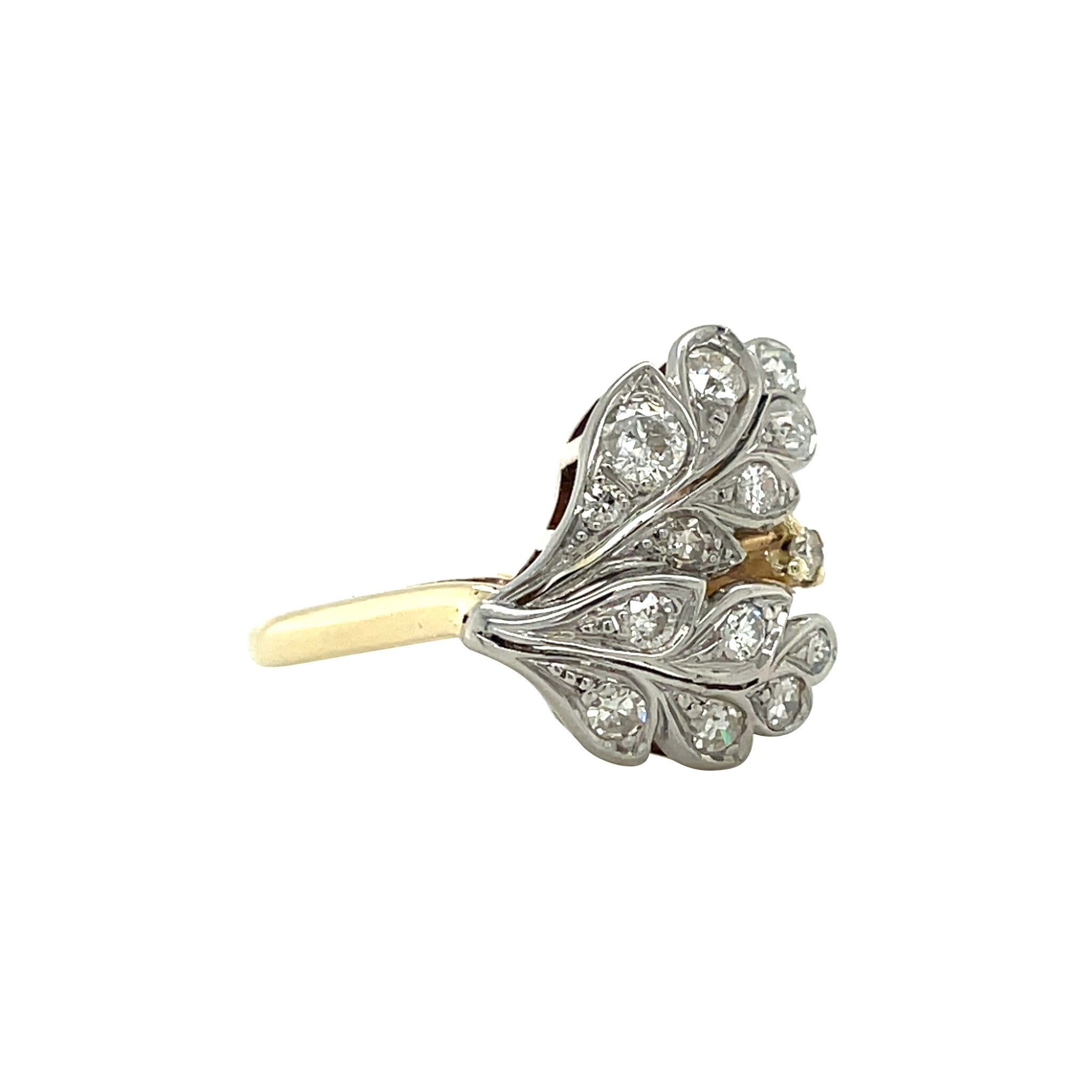 Gouden vintage ring met diamant 14 kt