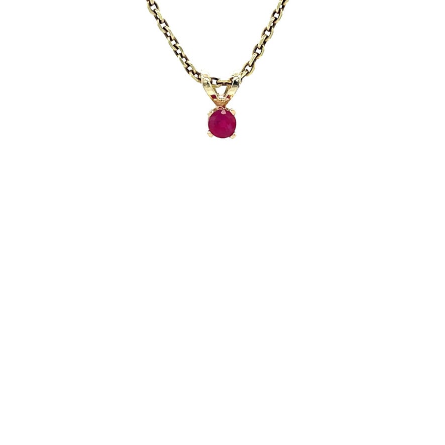Vintage 14 kt gold solitaire pendant with ruby