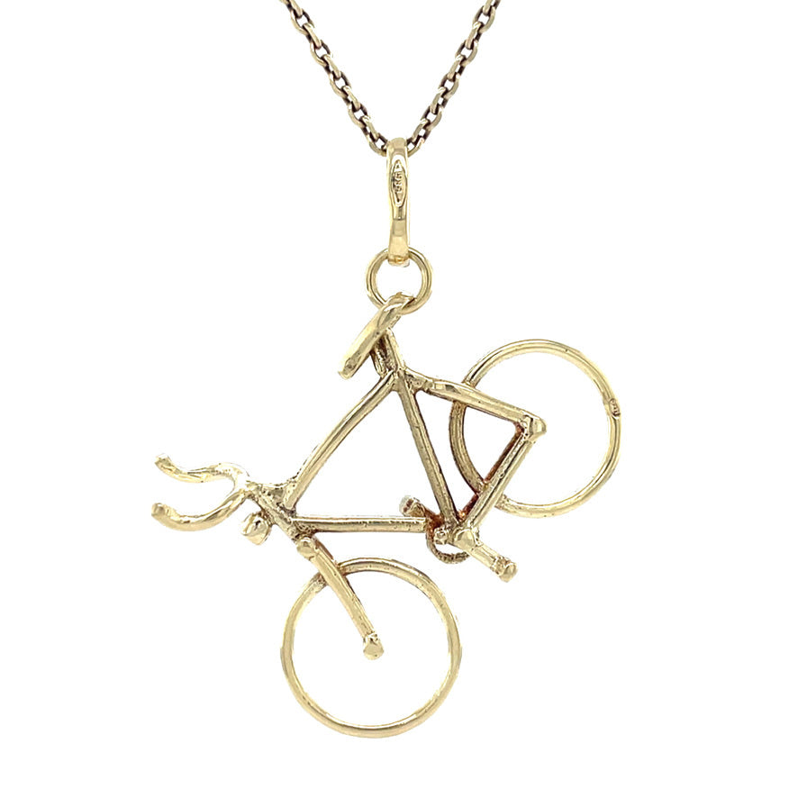 Gouden vintage fiets hanger 14 krt
