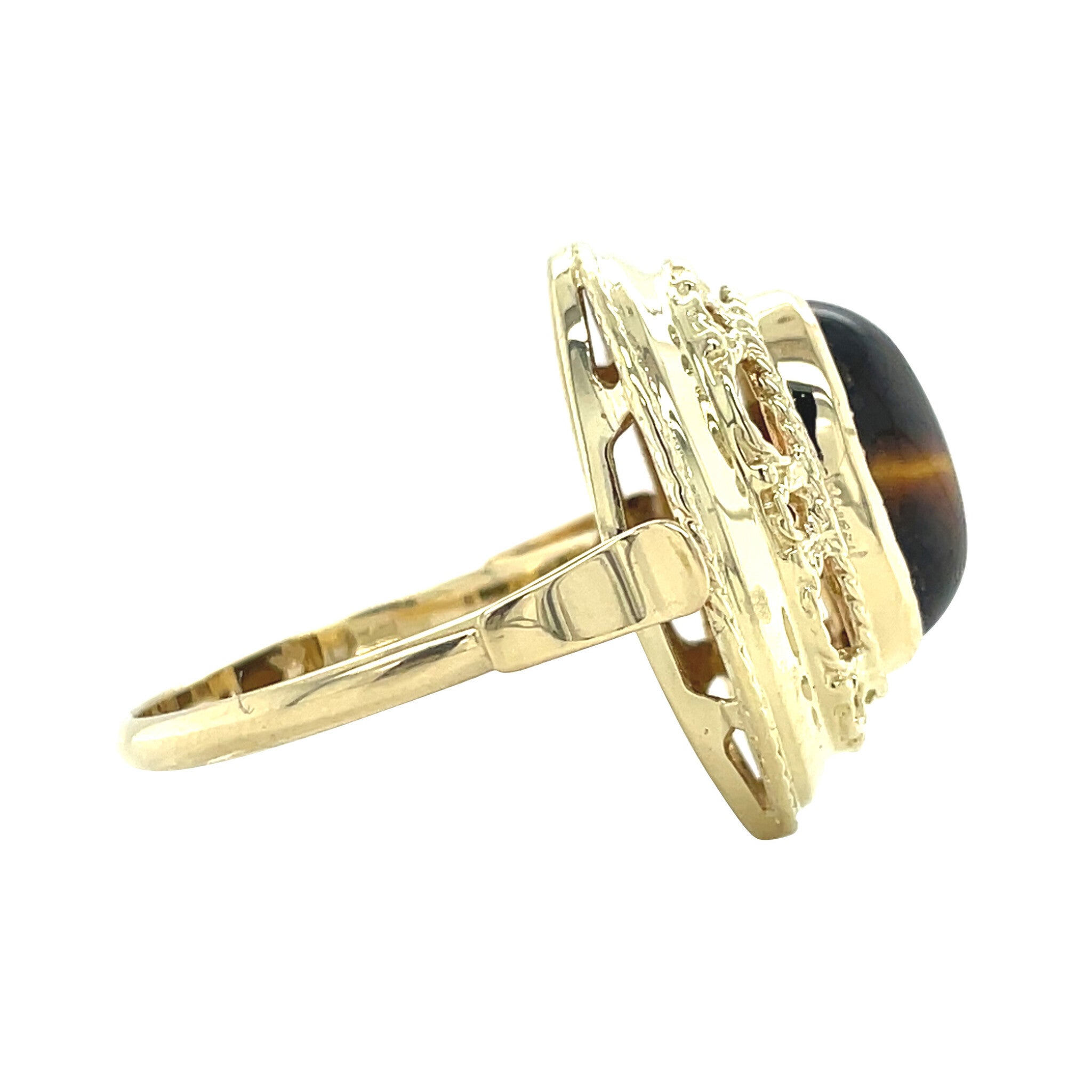 Gold vintage ring with tiger's eye 14 kt