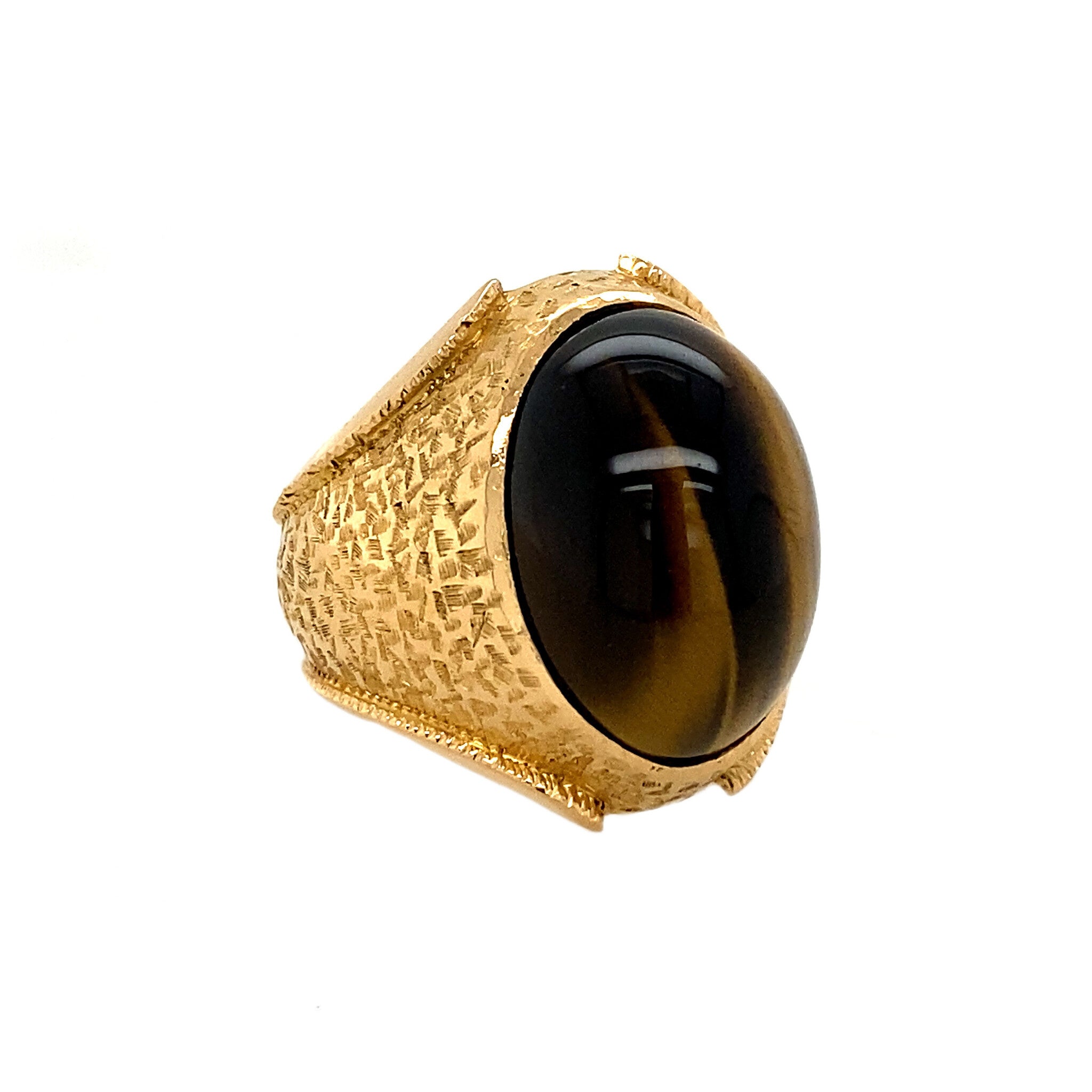 Gouden ring met tijgeroog 20 krt