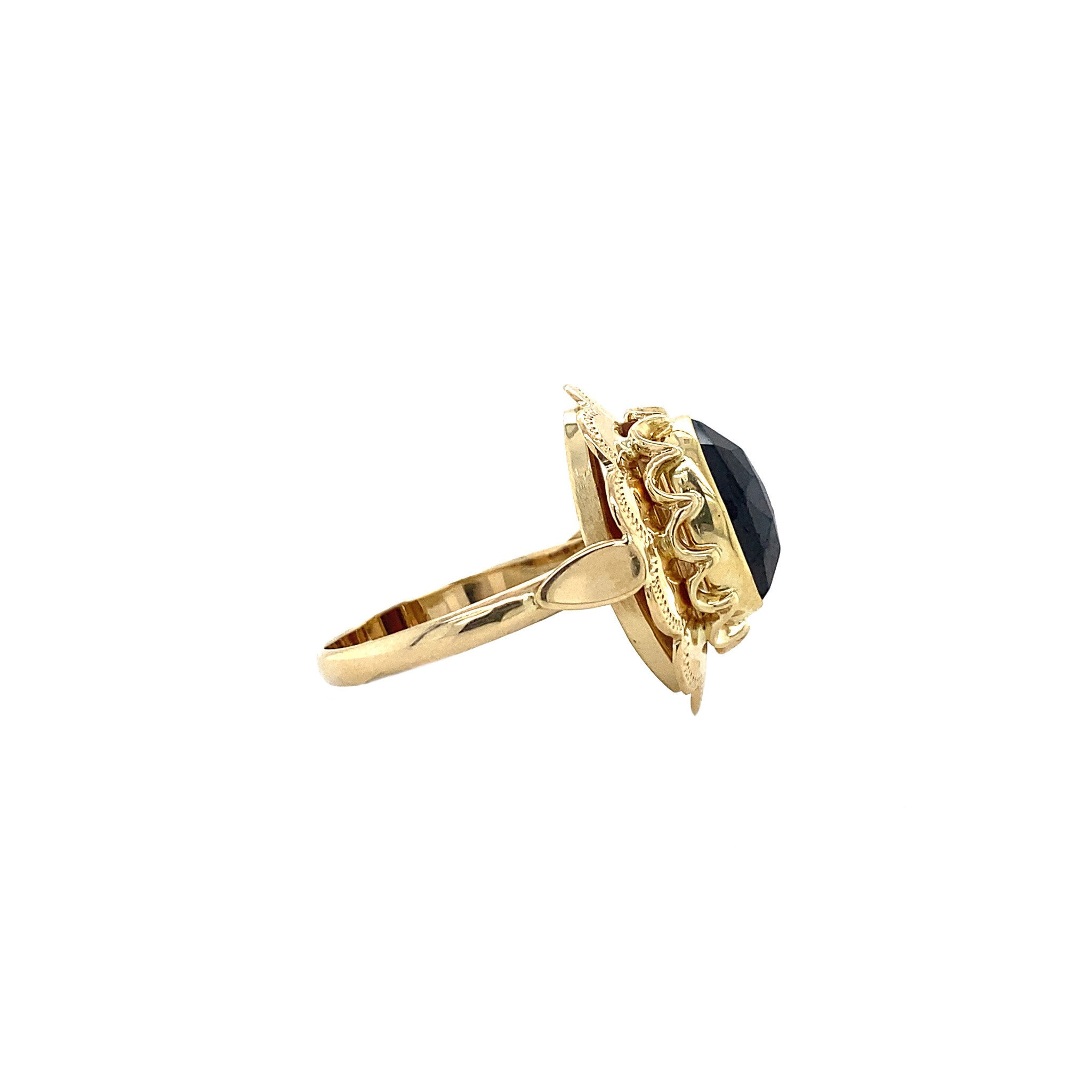 Gouden ring met granaat 14 krt
