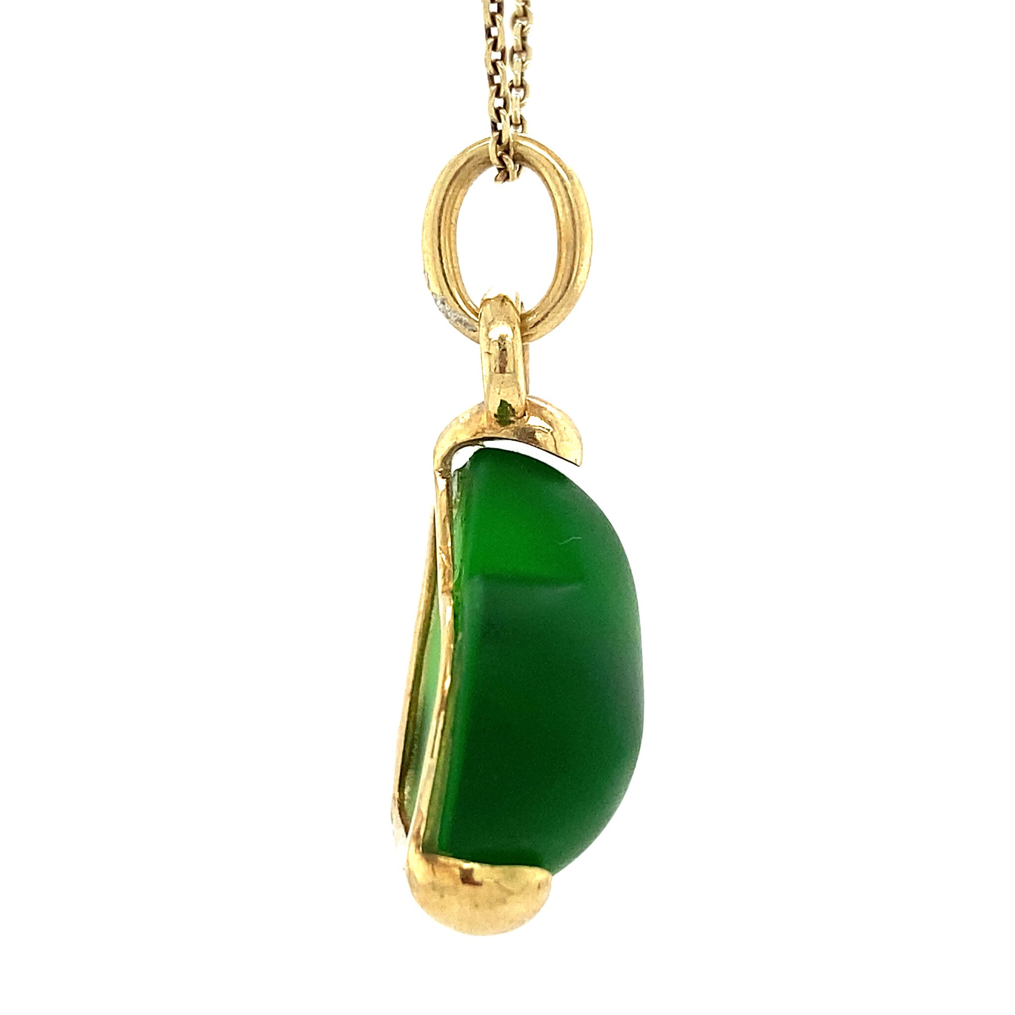Gouden hart hanger met groen zeeglas 14 krt