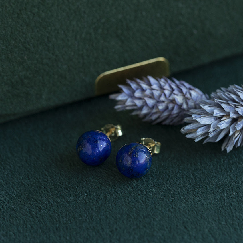 Vintage oorstekers met lapis lazuli 9 krt