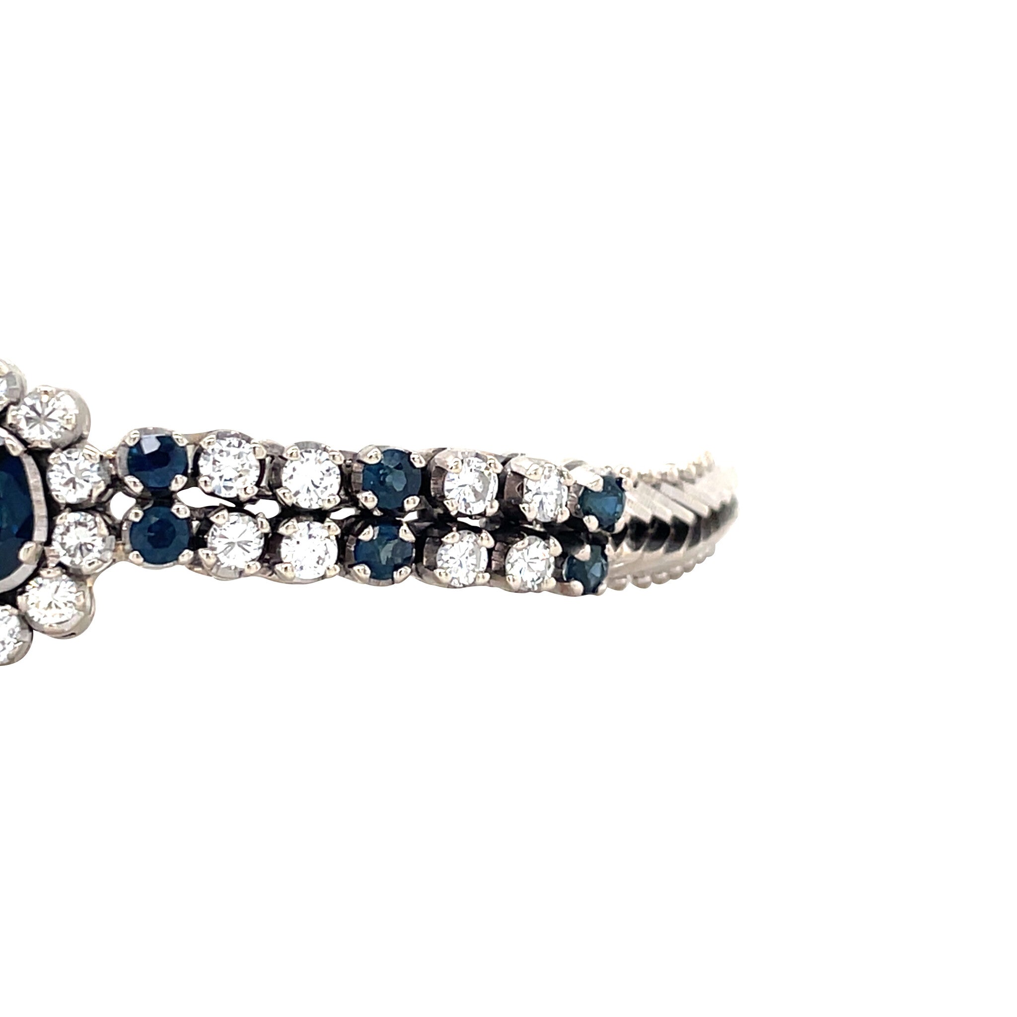 Witgouden vintage entourage armband met saffier en diamant 14 krt