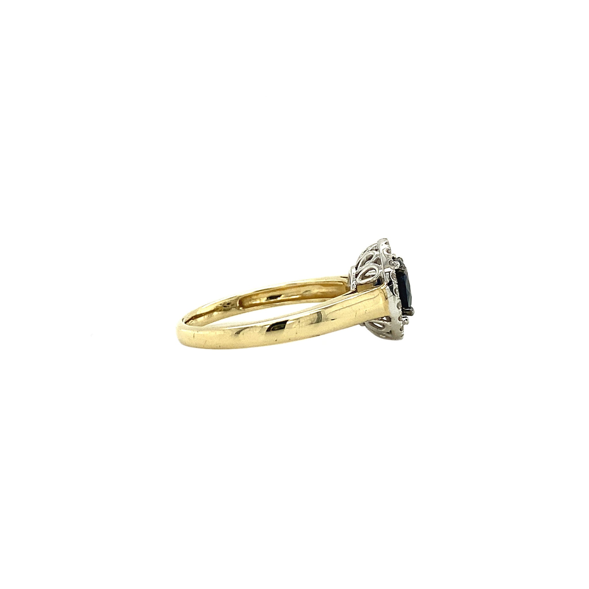 Gold ring with sapphire and diamond 14 crt