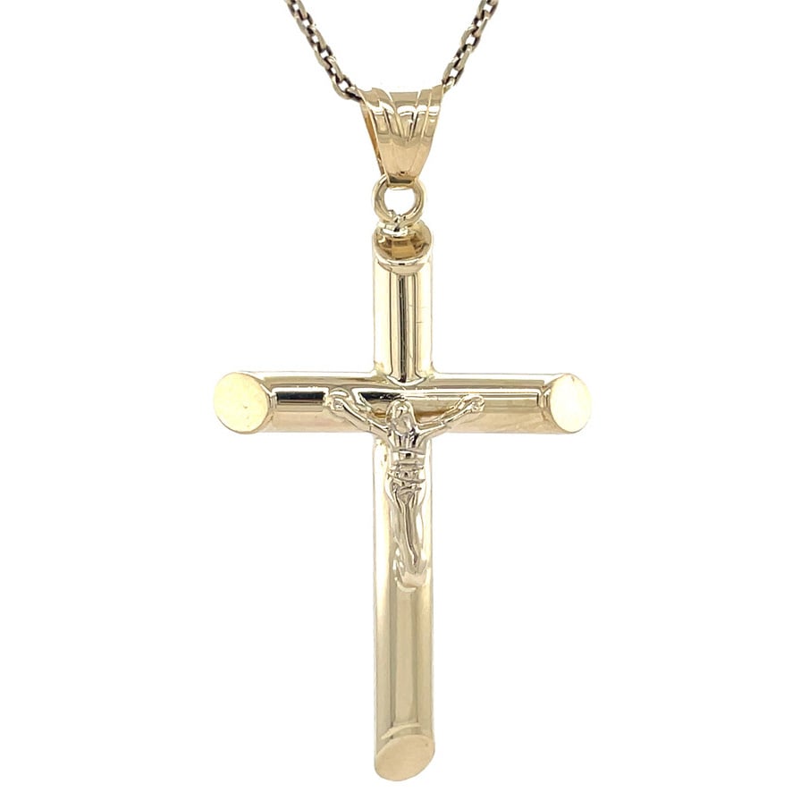 Gold vintage cross with Jesus pendant 14 kt