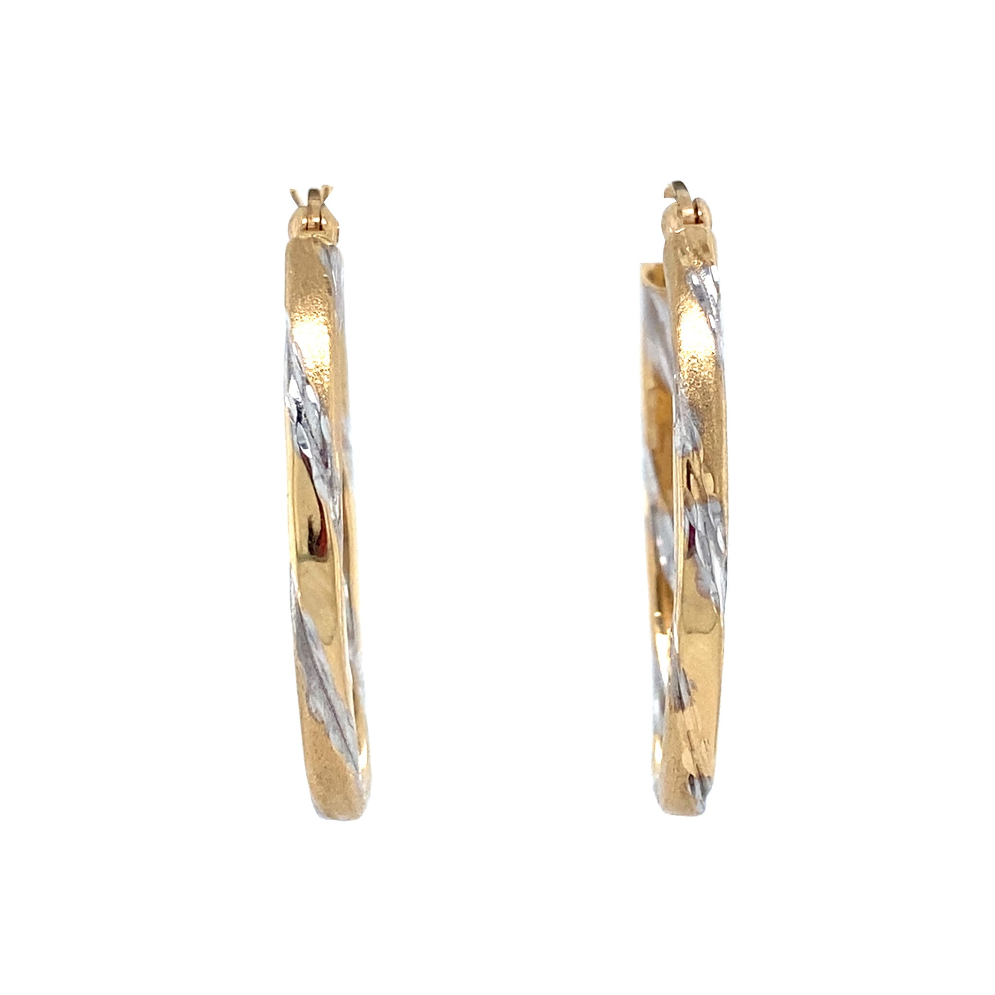 Bicolour gouden vintage oorringen 14 krt