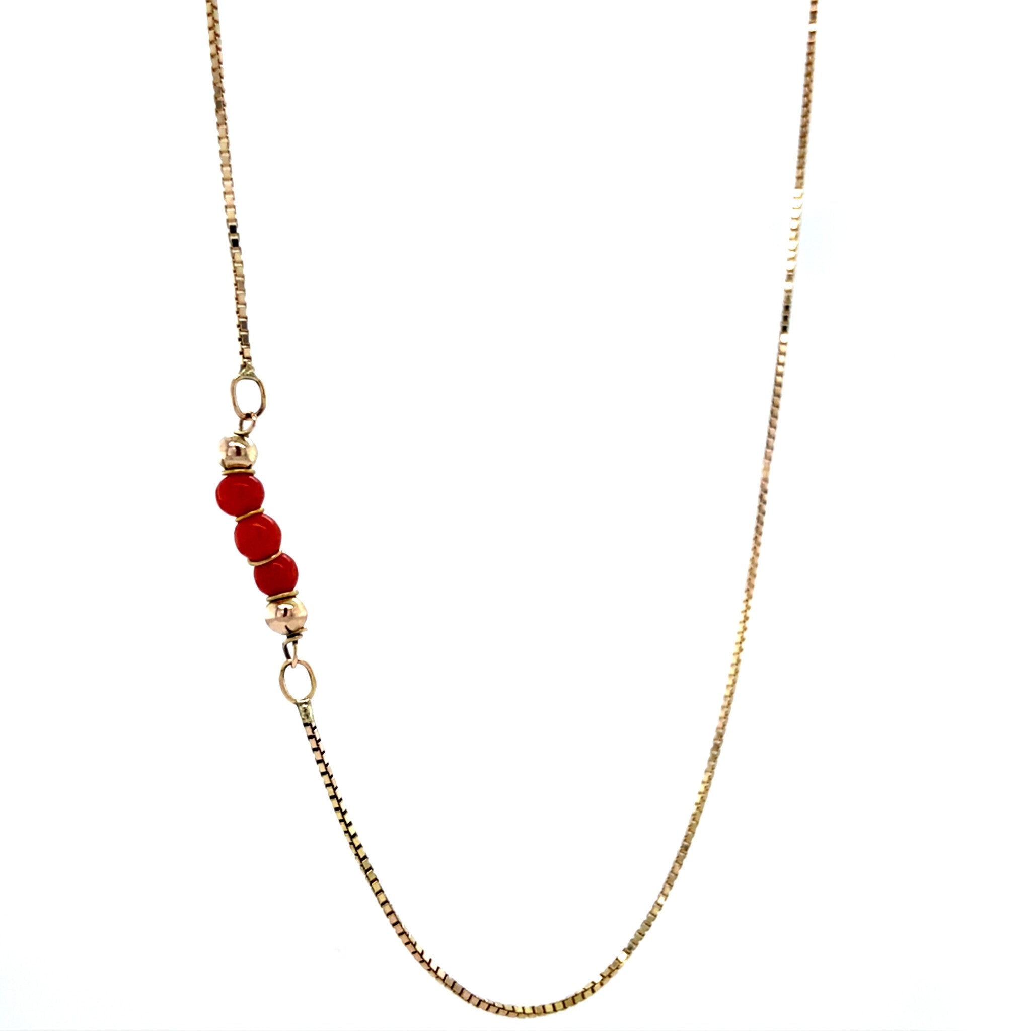 Gold necklace with blood coral 14 carat