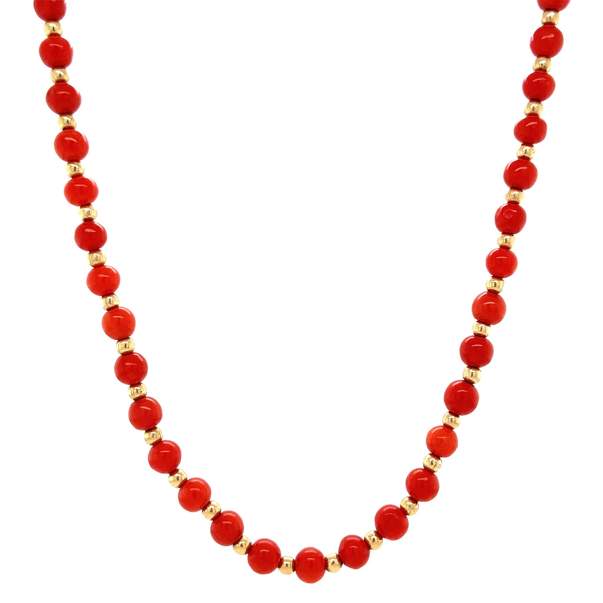 Gold necklace with blood coral 14 ct