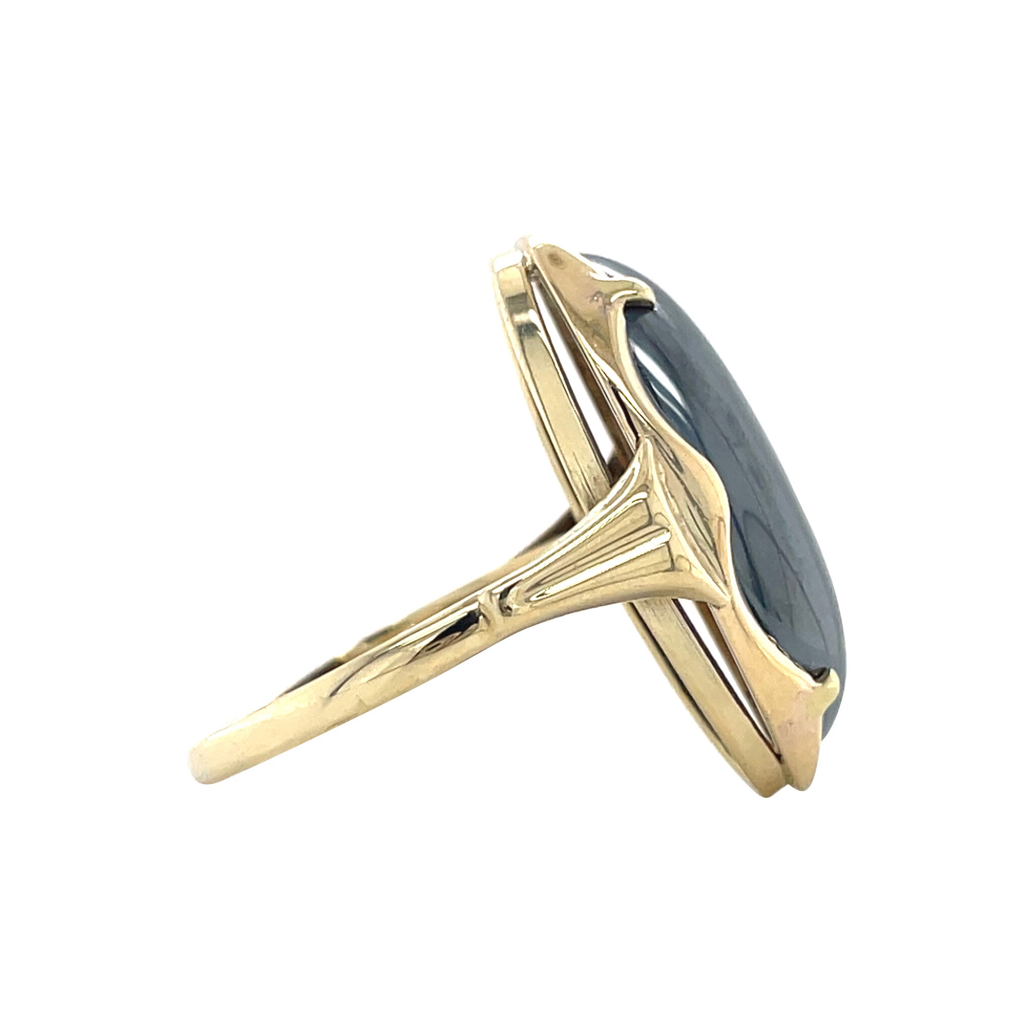 Gouden vintage ring met hematiet 14 kt
