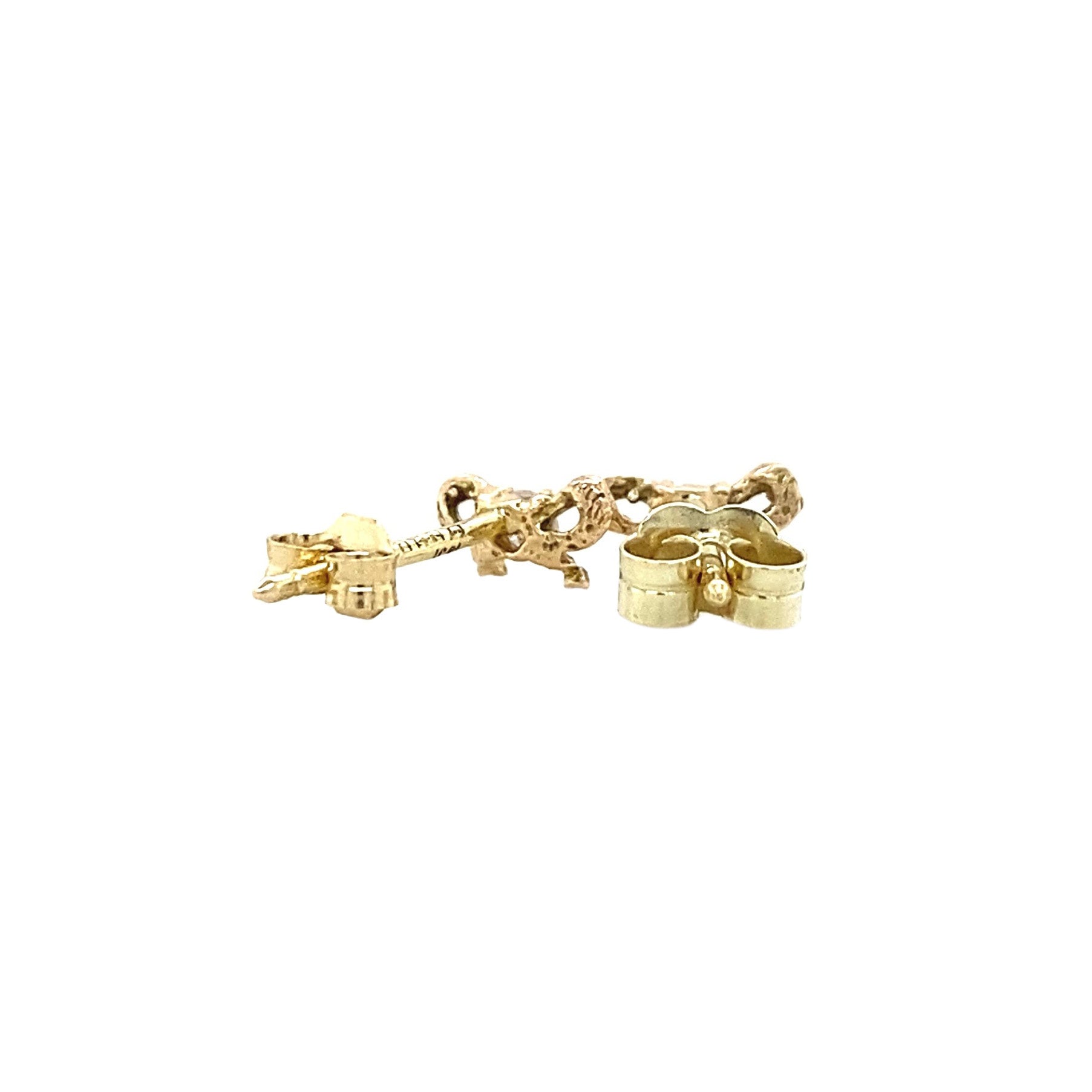 14 kt gold bow stud earrings with diamond