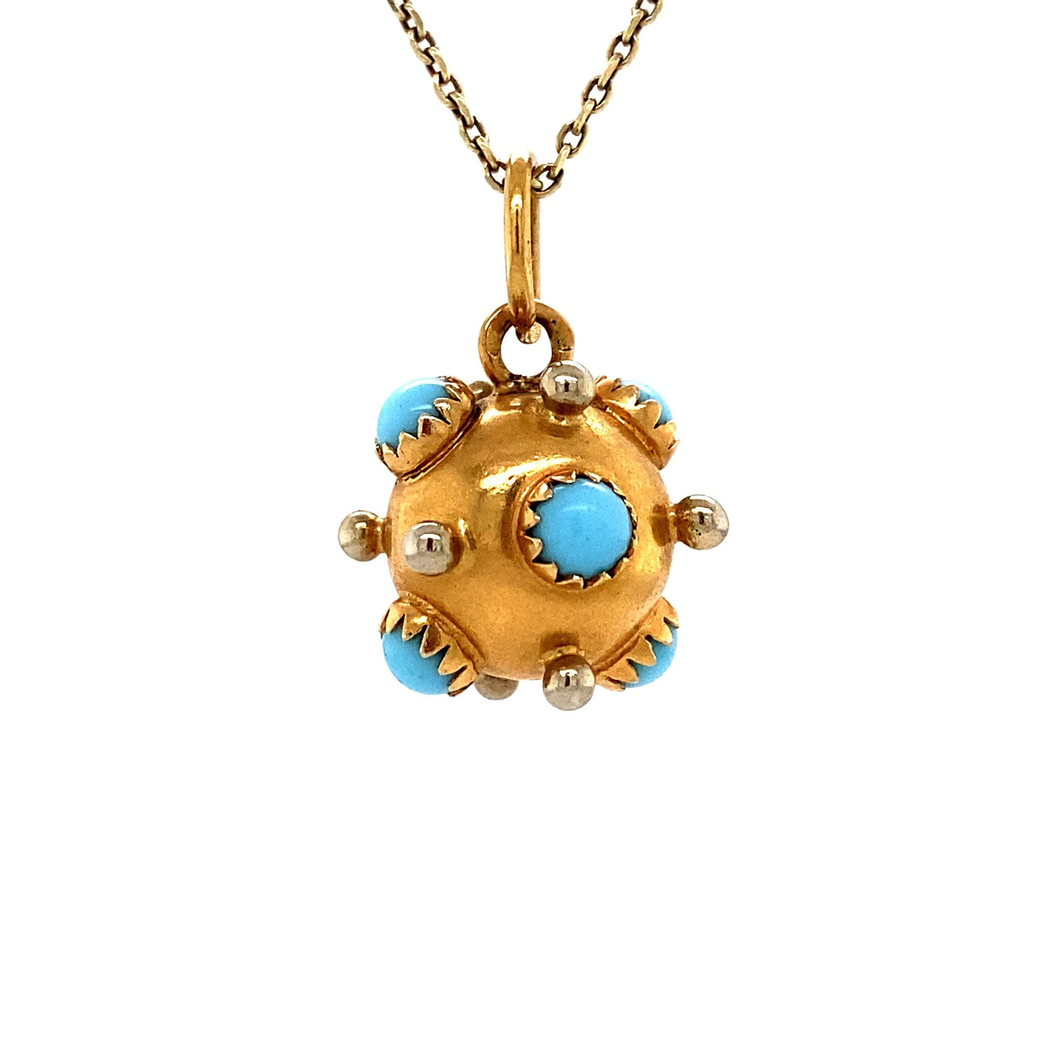 Gold Sputnik pendant with colored stone, 18 kt