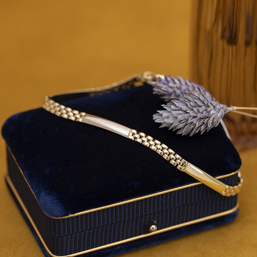 Bicolour gouden vintage fantasie armband 14 kt