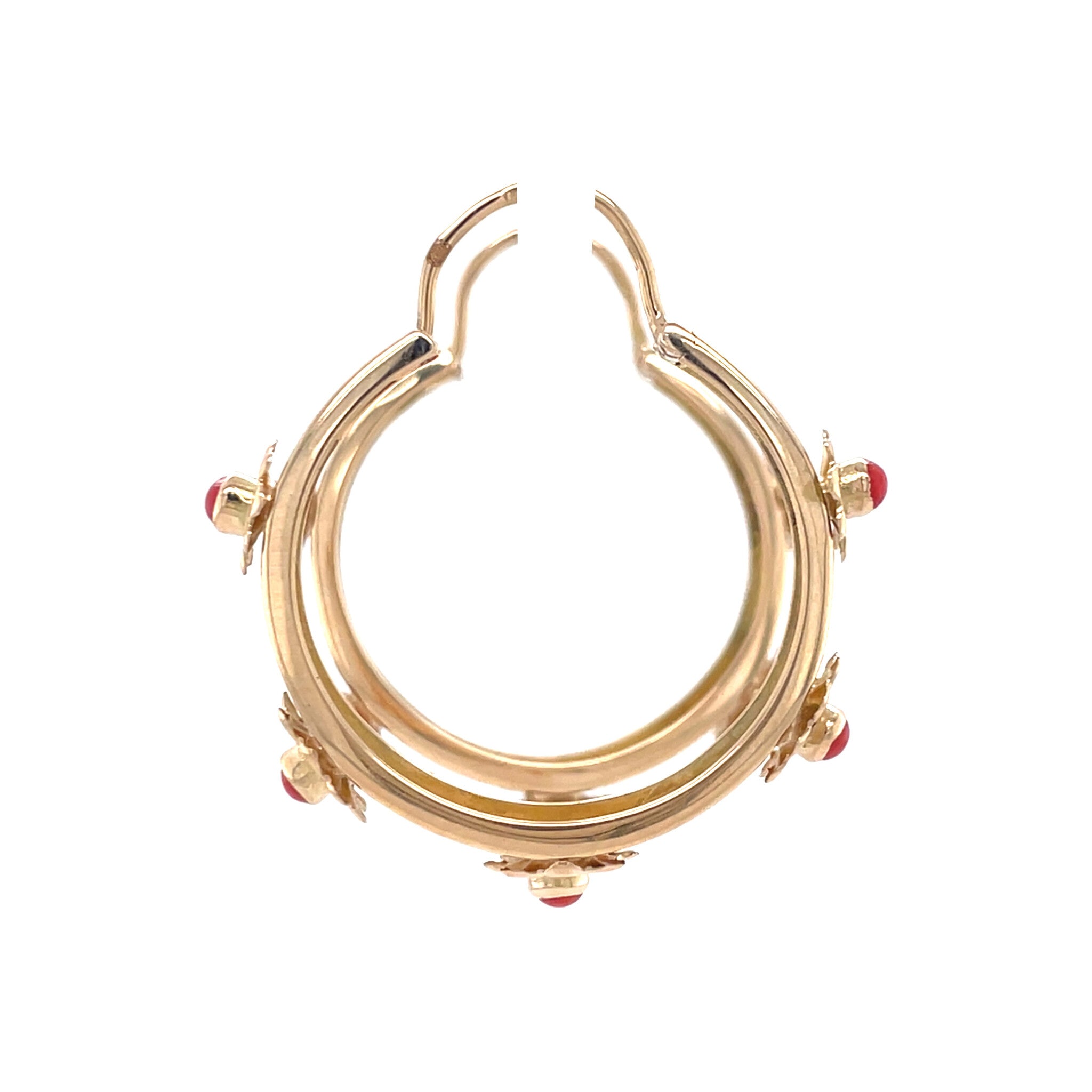 Roségouden vintage oorringen met kleursteen 14 kt
