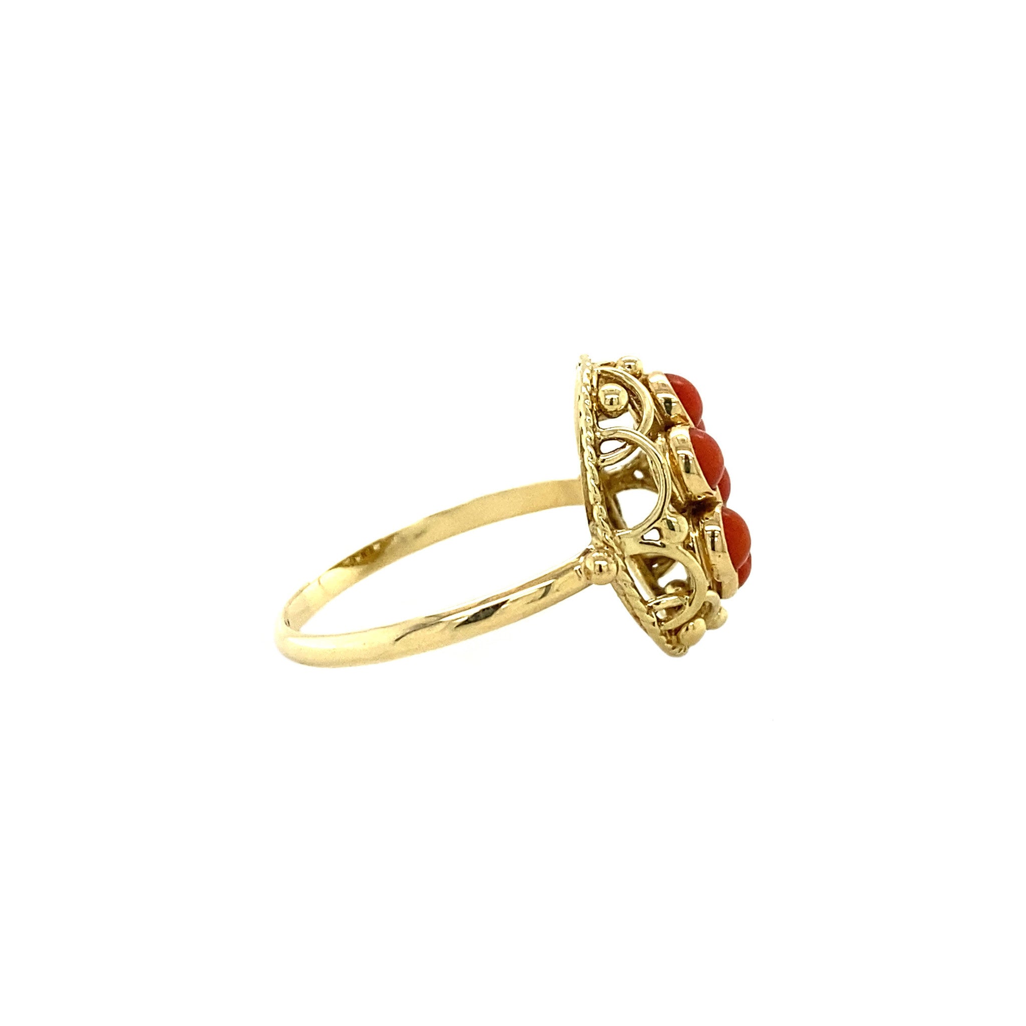 Gouden ring met bloedkoraal 14 krt