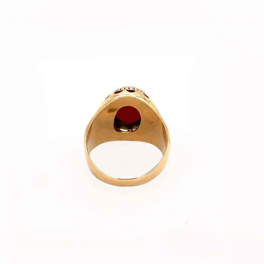 Rosé gouden ring met bloedkoraal 18 krt