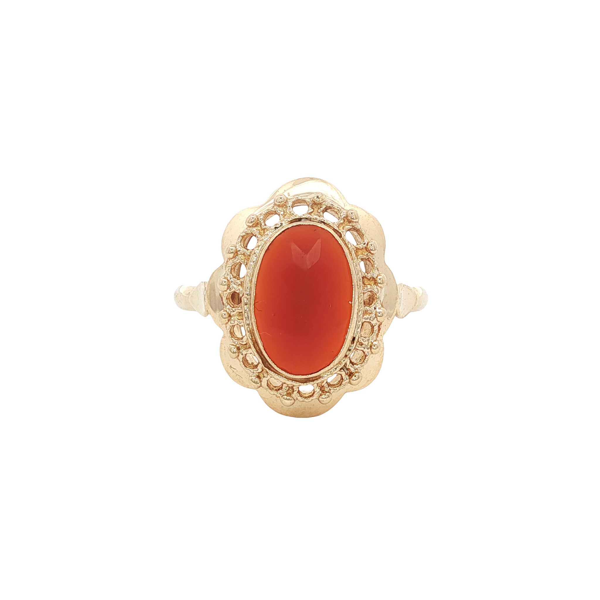 Gouden vintage ring met carneool 14 kt