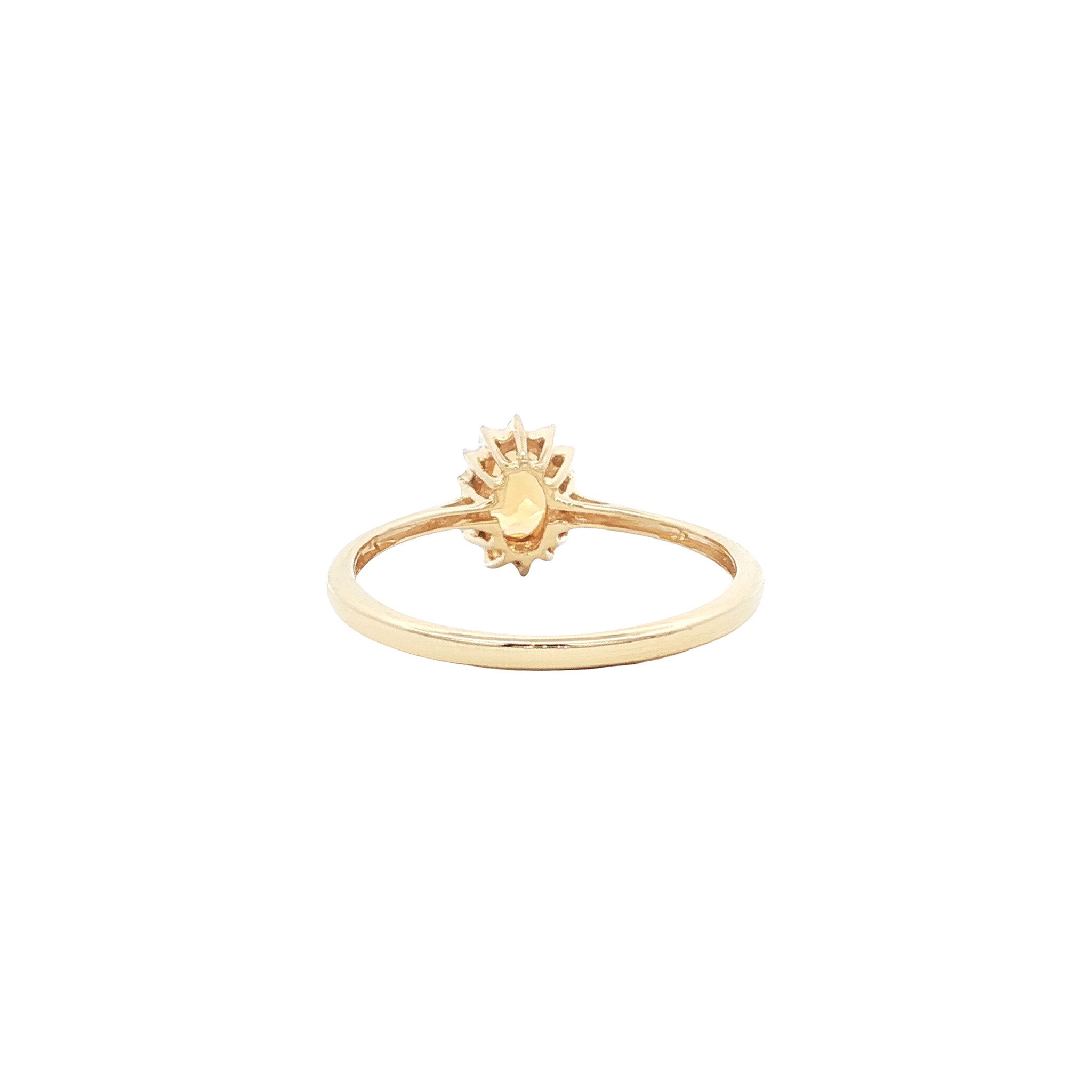 Ring met citrien en diamant 9 kt