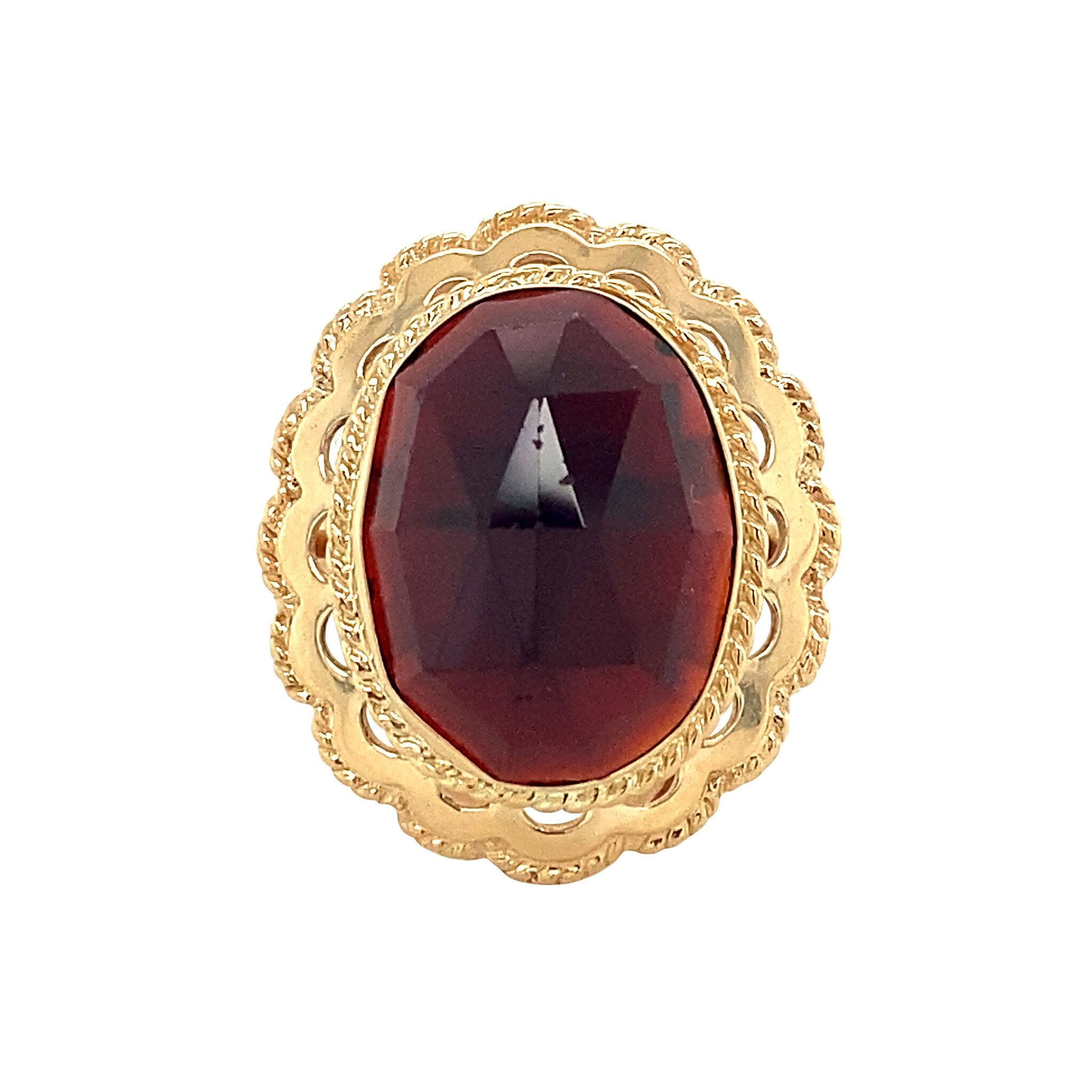 Gouden ring met granaat 14 krt