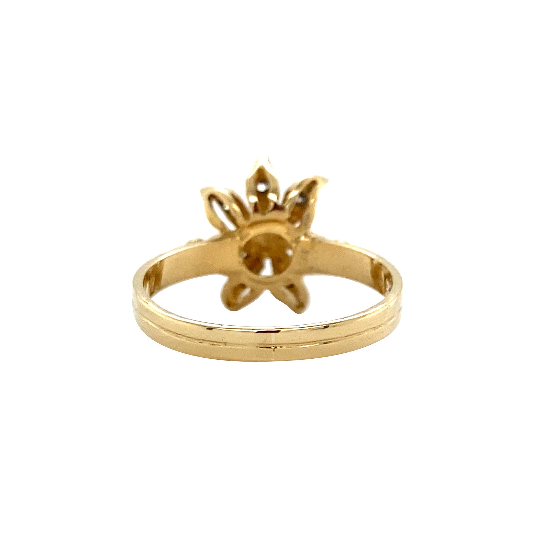 14 kt gold vintage entourage ring with sapphire and diamond