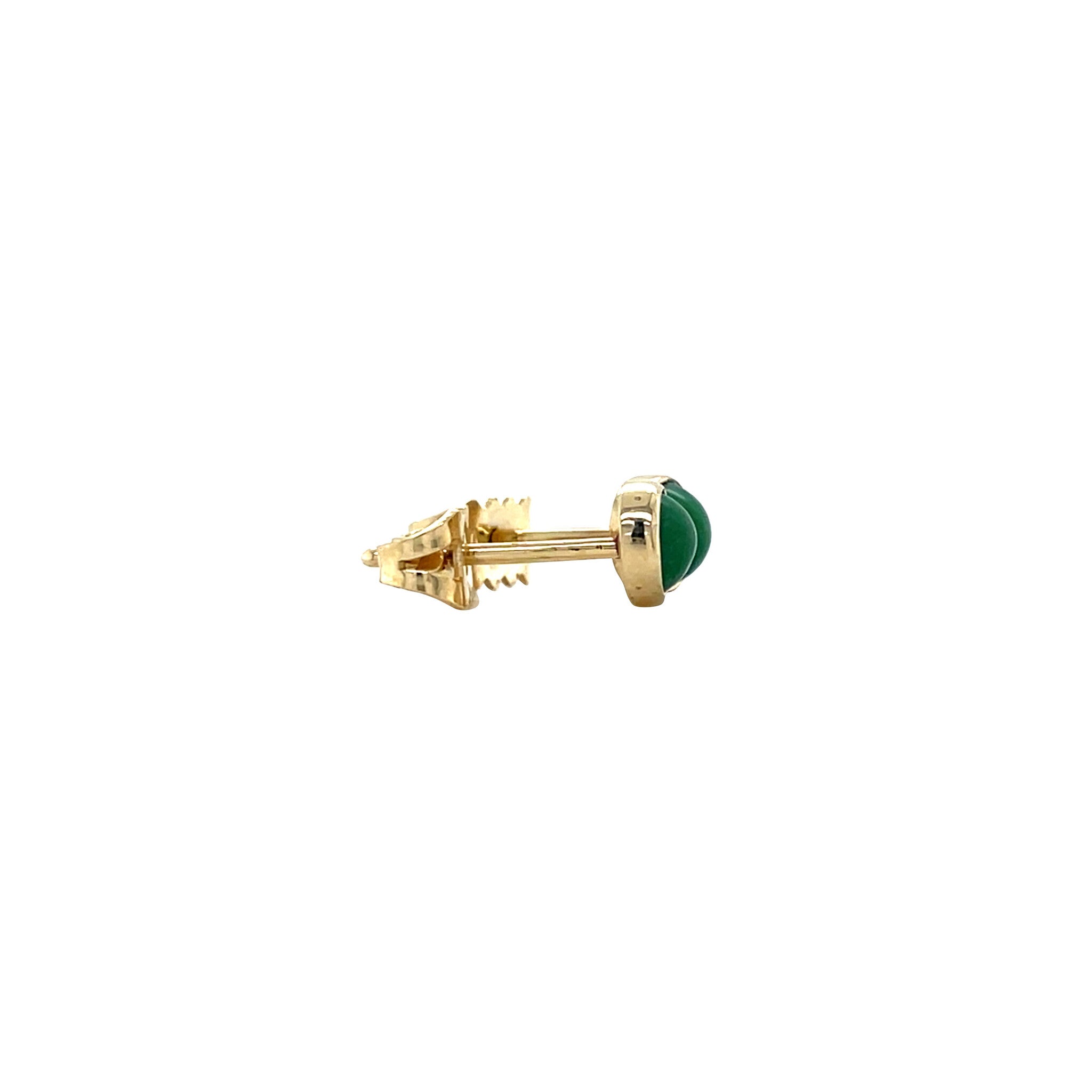 Gold solitaire stud earrings with green turquoise 14 ct