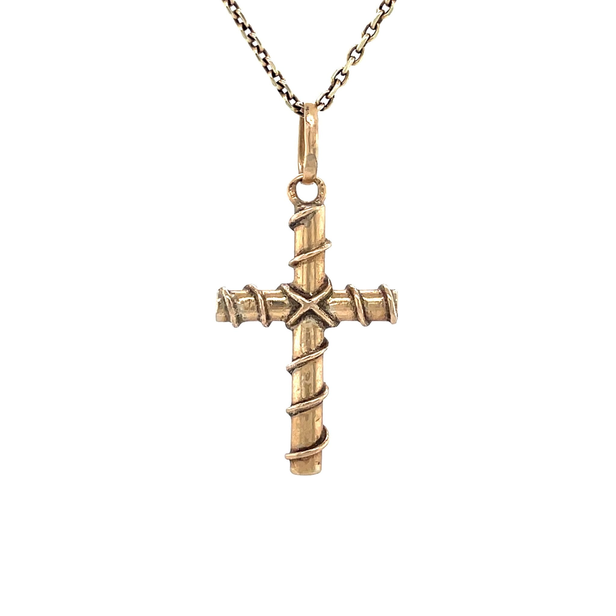Gouden vintage kruis hanger 14 krt