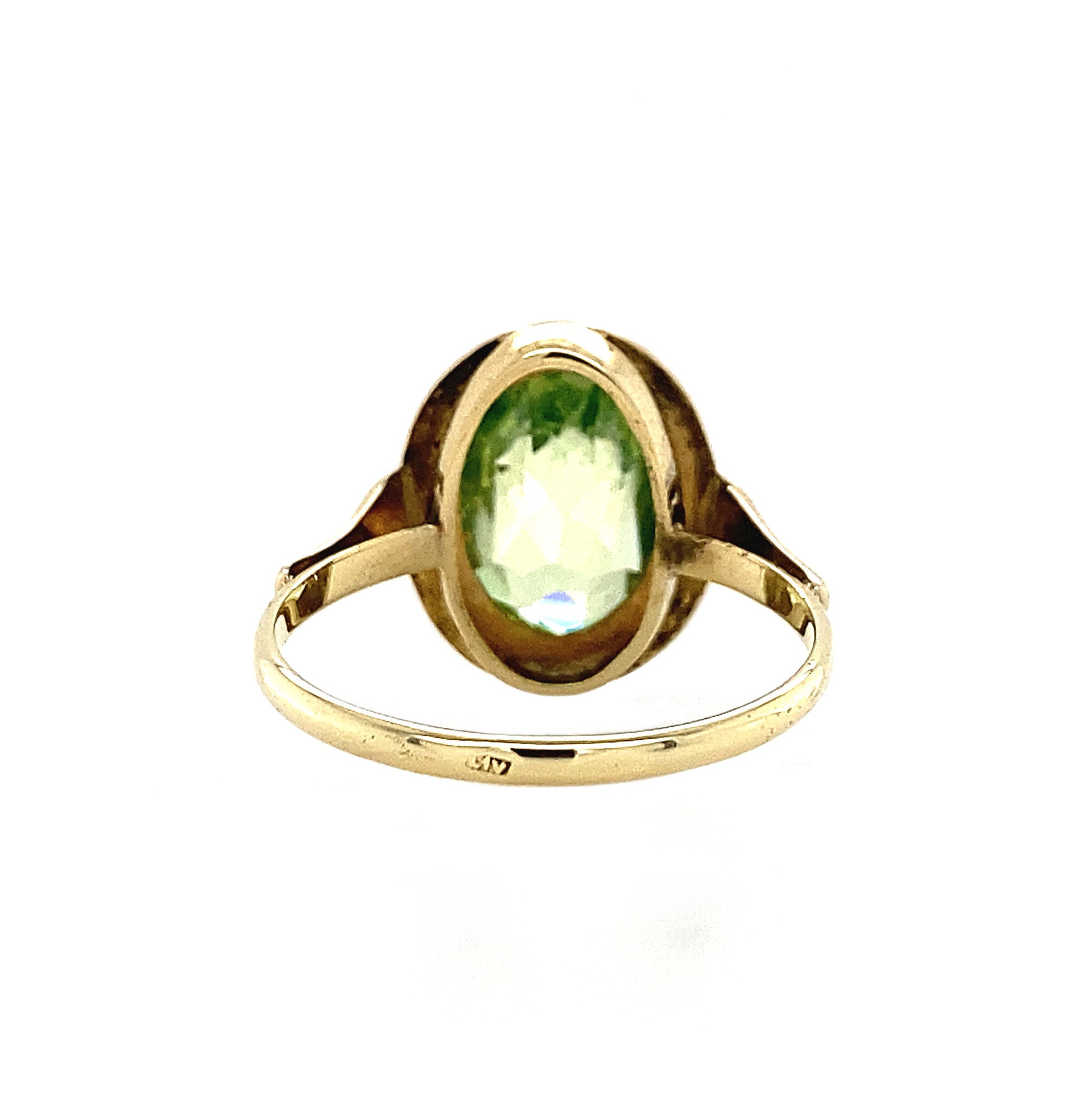 Gouden ring met groene spinel 14 krt