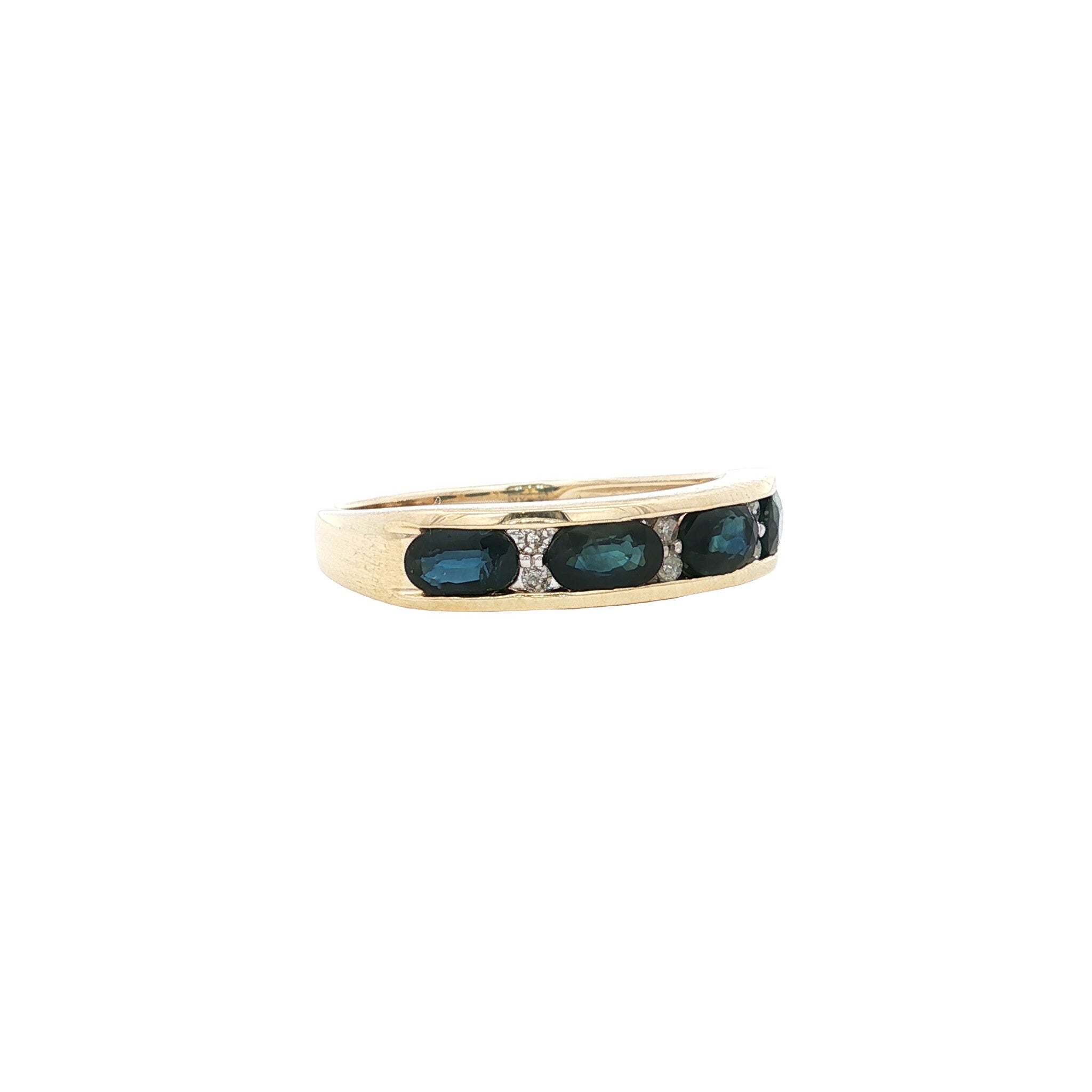 Ring met saffier en diamant 9 kt