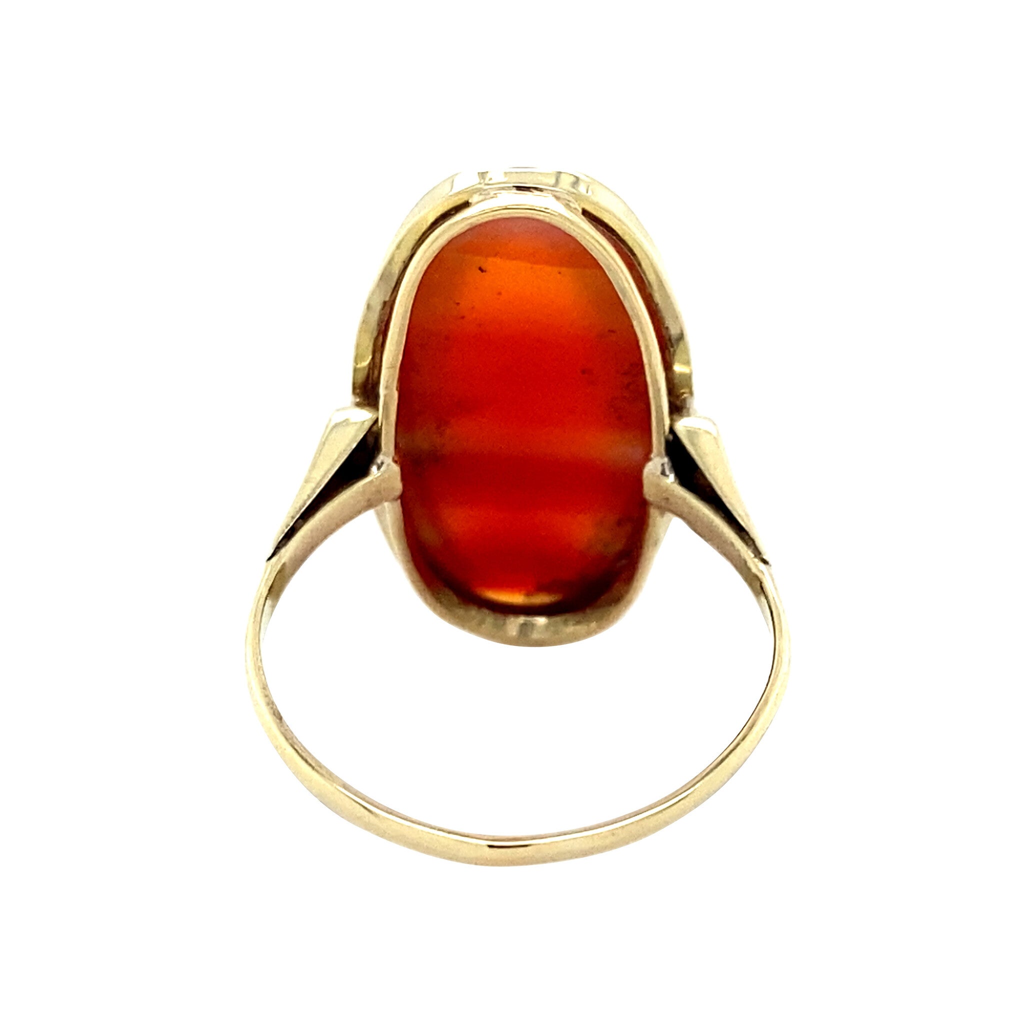 Vintage gold ring with striped agate, 14 kt