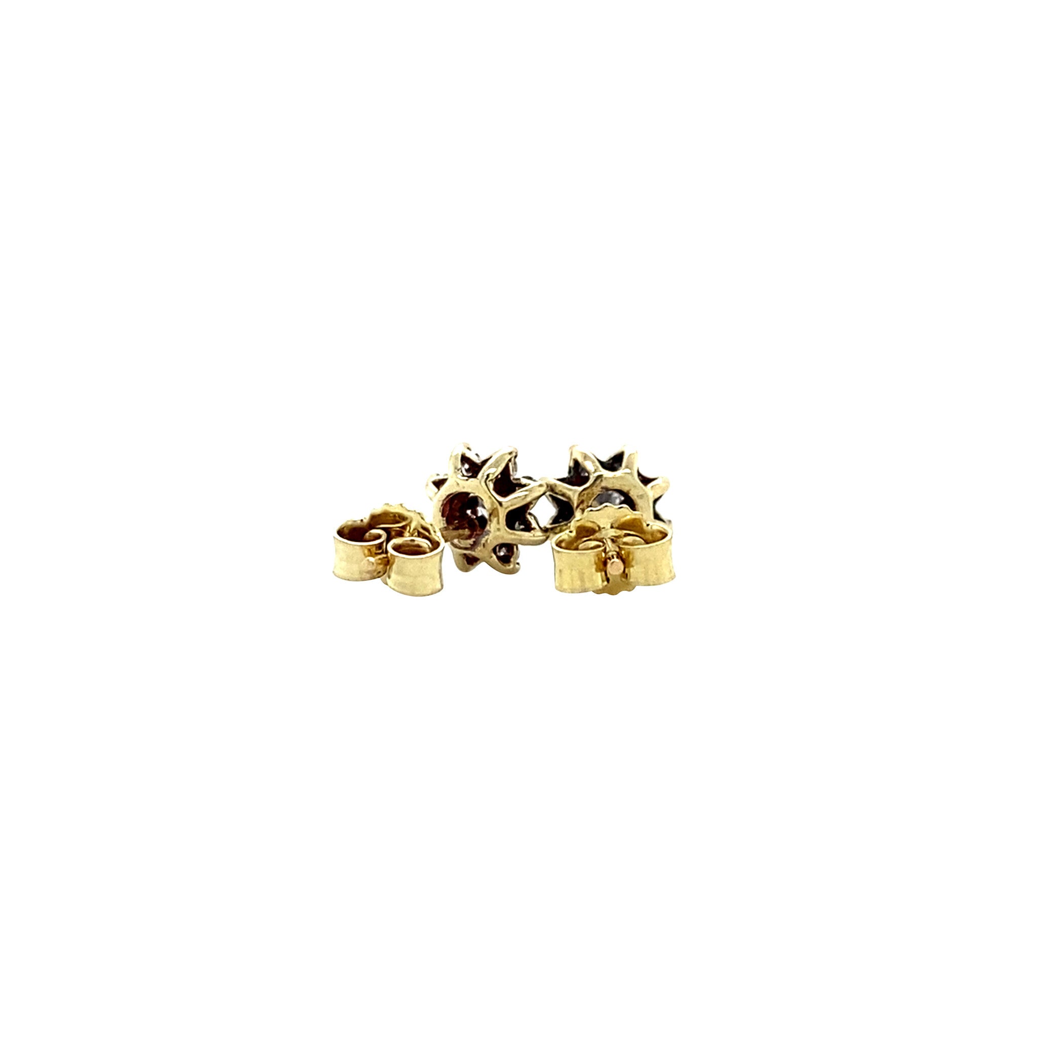 Gouden vintage entourage oorstekers met diamant 14 krt