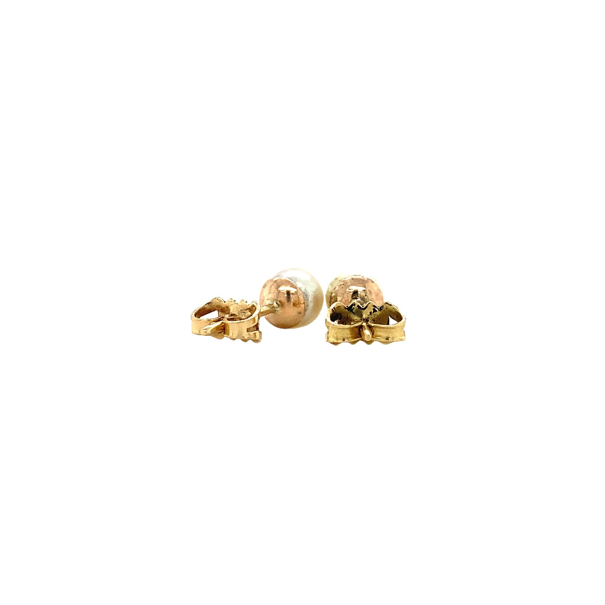 Gold ear studs with pearl 14 krt