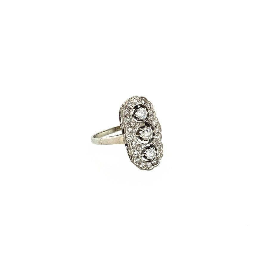 White gold princess ring with diamond 14 kt