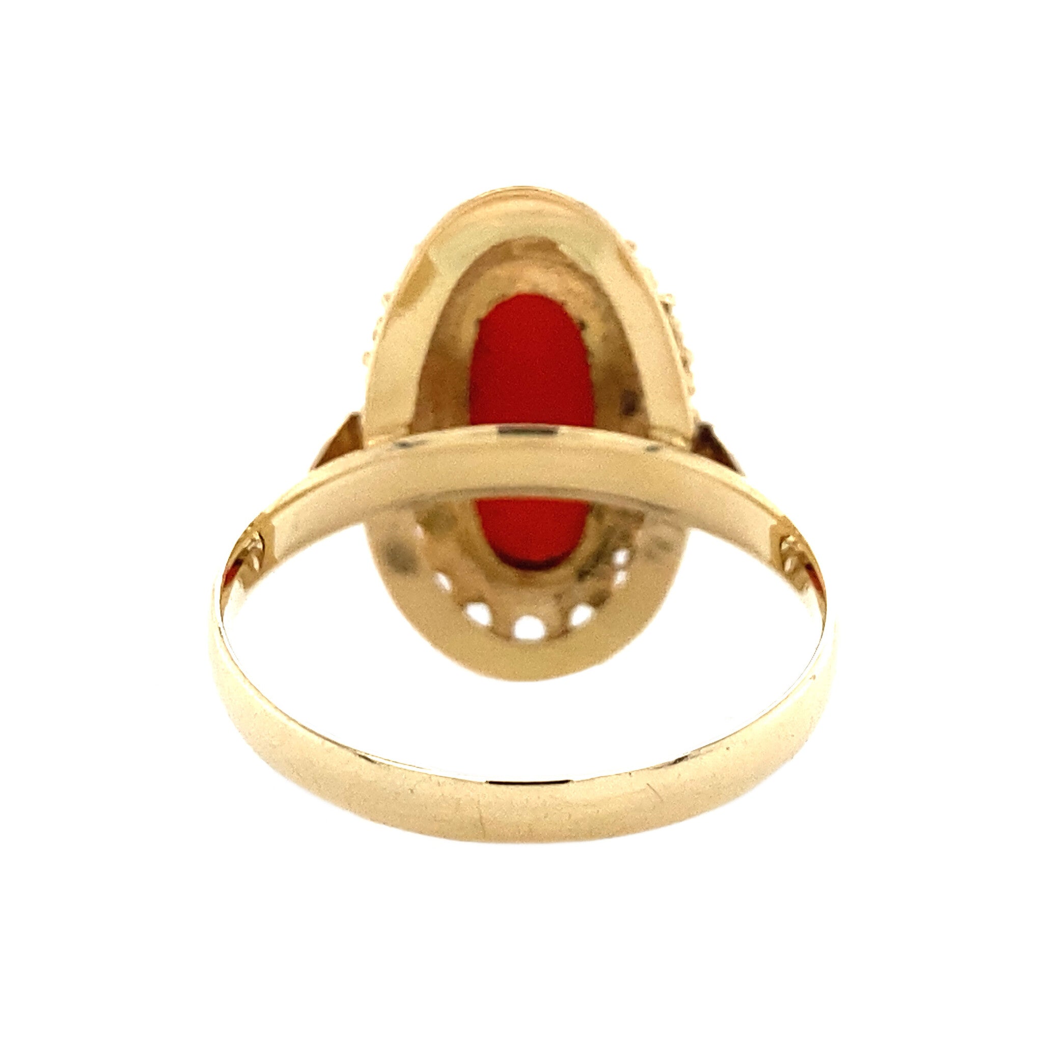 Gouden ring met bloedkoraal 14 krt