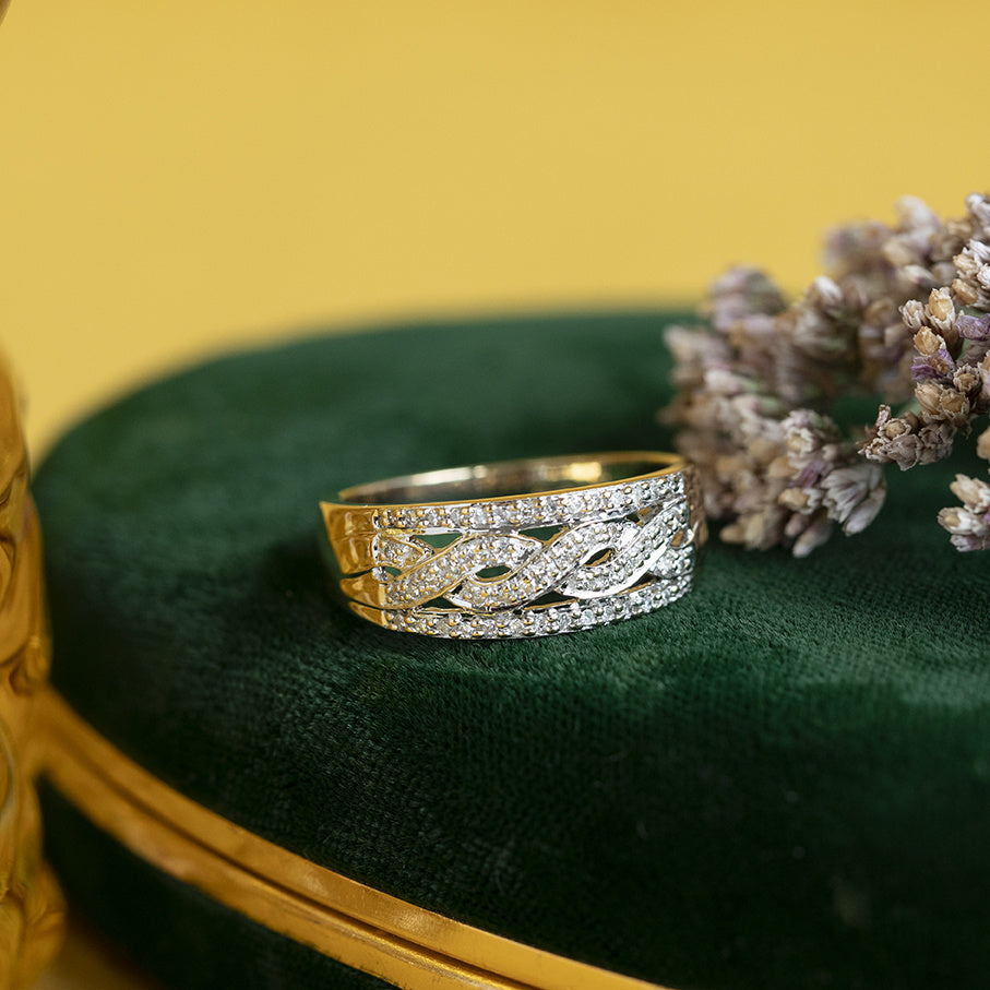 Gouden vintage ring met diamant 14 kt