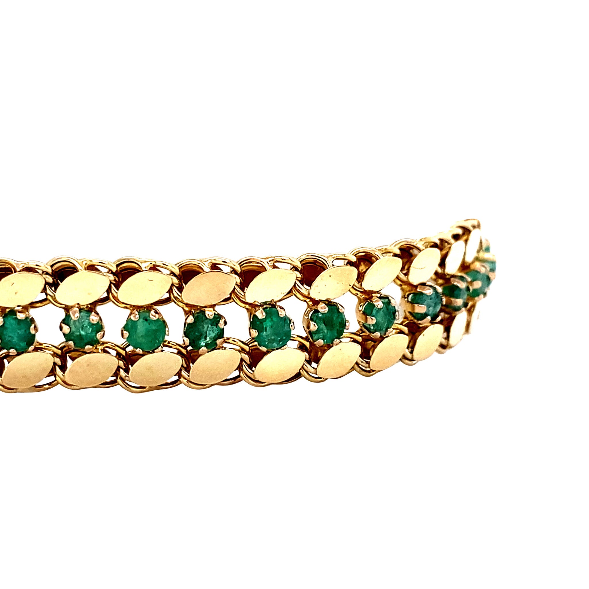 Vintage gold fantasy bracelet with emerald 14 kt