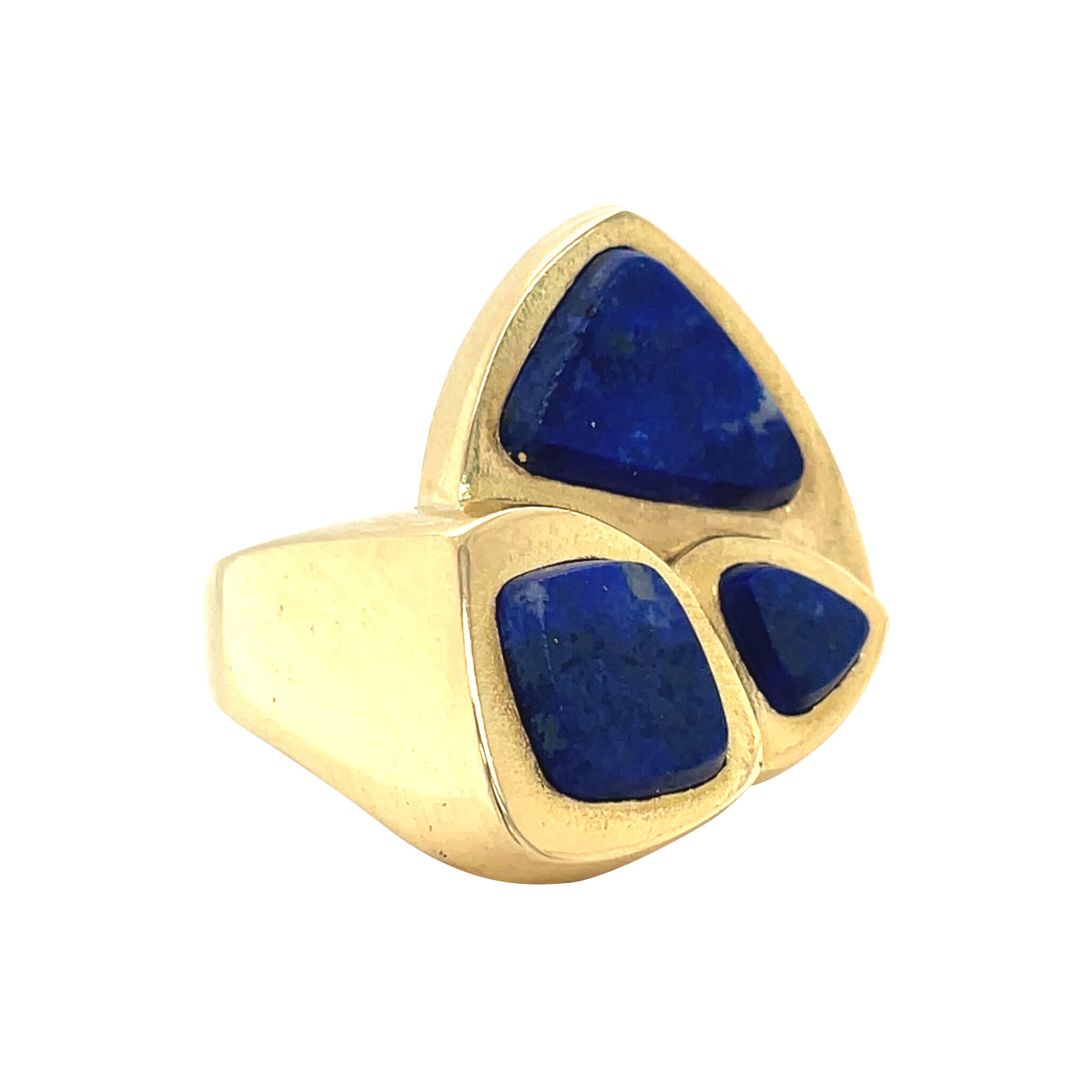 Golden vintage ring with lapis lazuli 18 kt