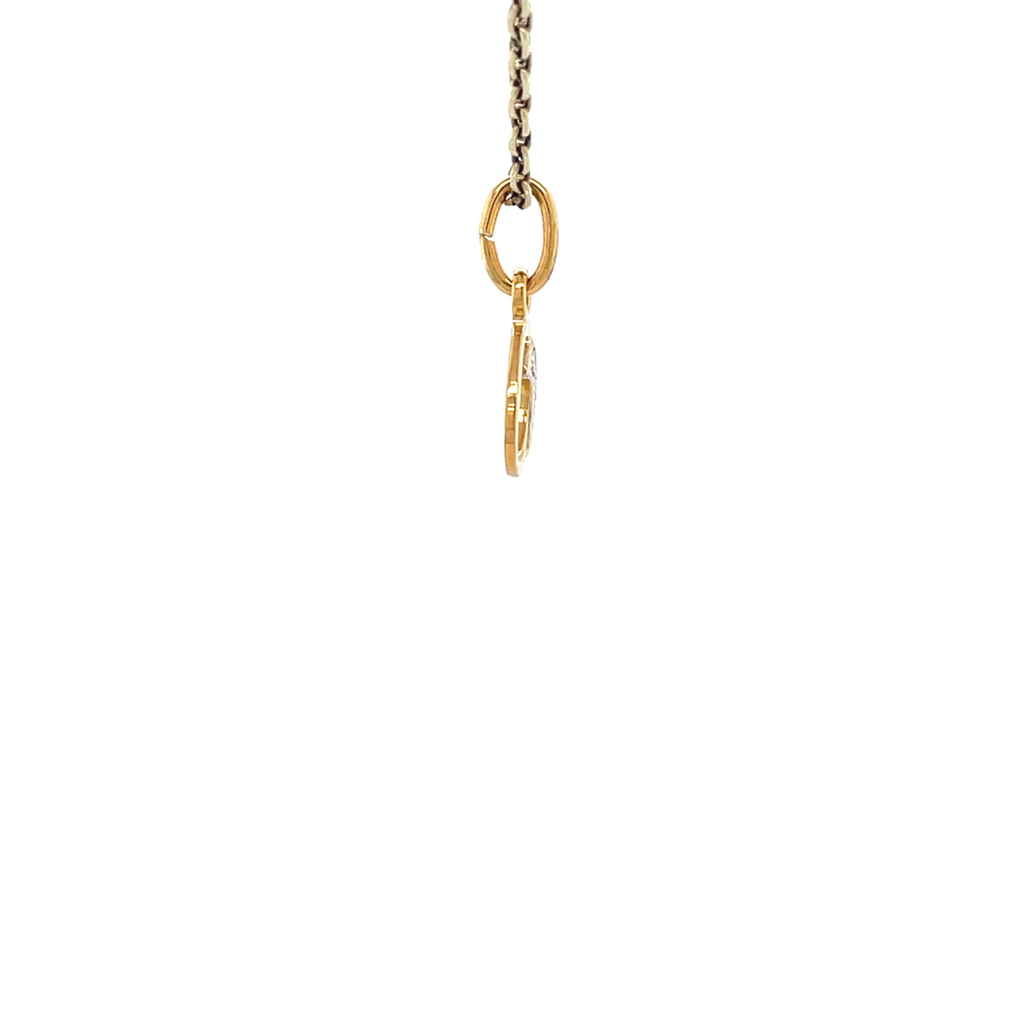 Gold vintage letter O pendant with diamond 14 kt
