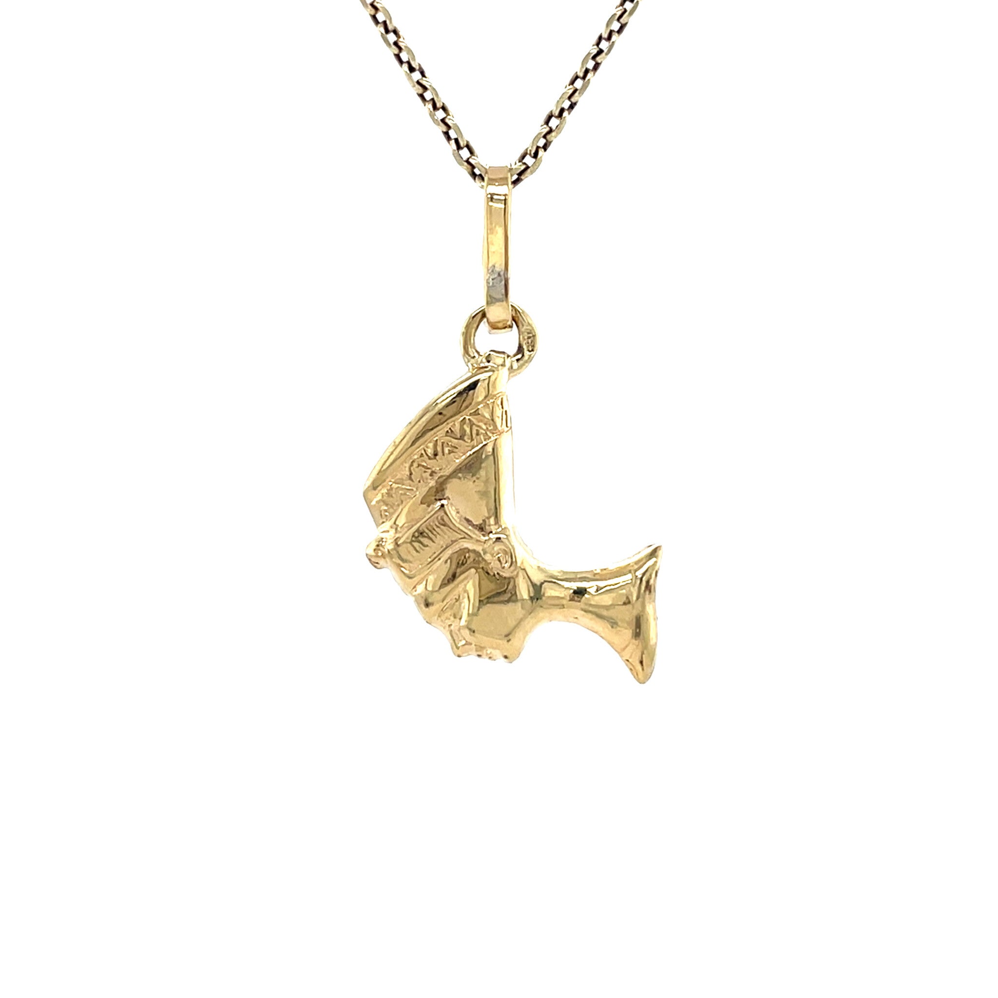 Golden vintage Nefertiti pendant 14 kt