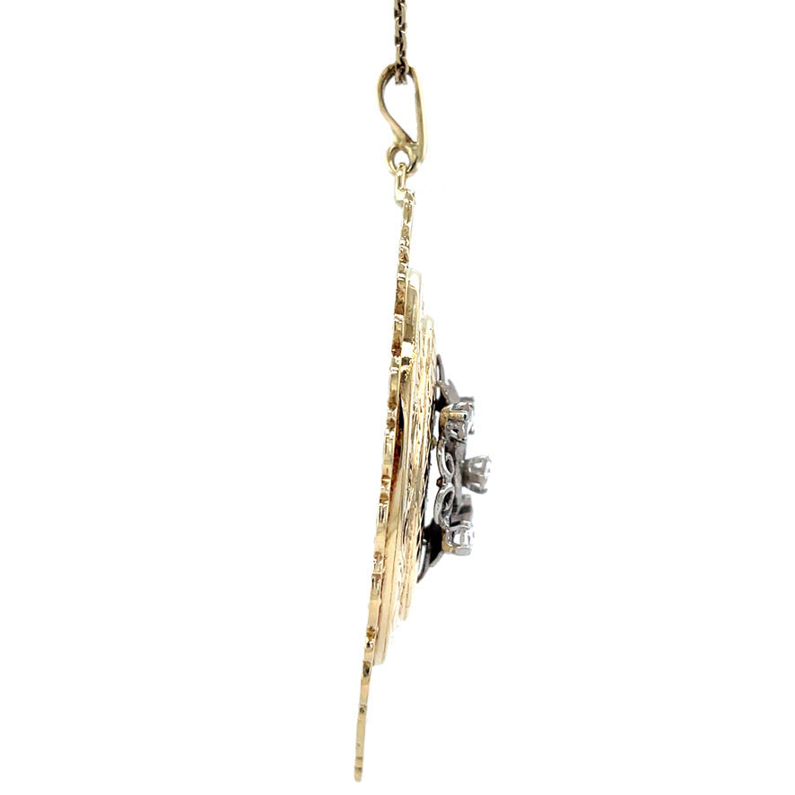 Gouden vintage hanger met diamant 14 krt