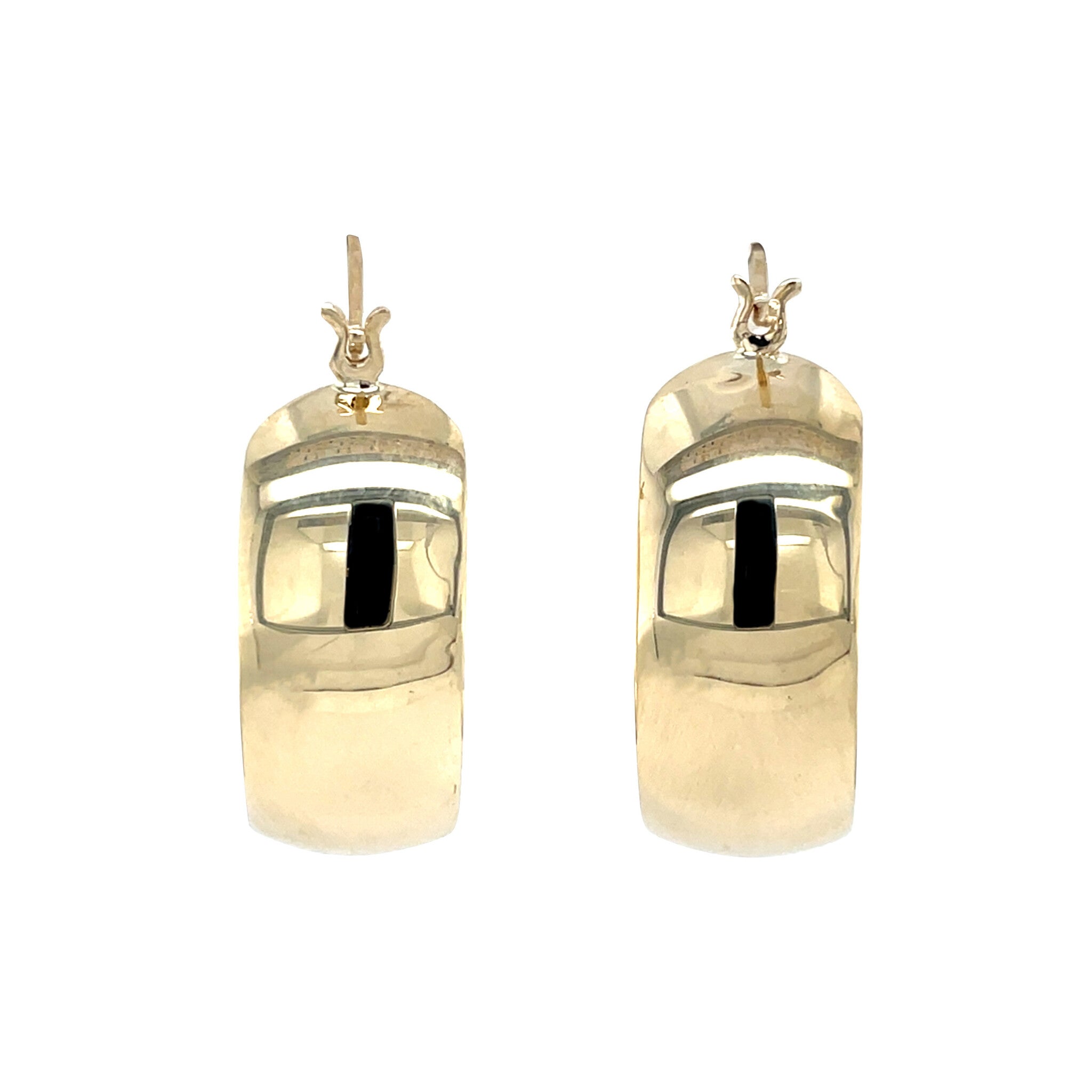 Vintage smooth gold hoop earrings, 14 kt
