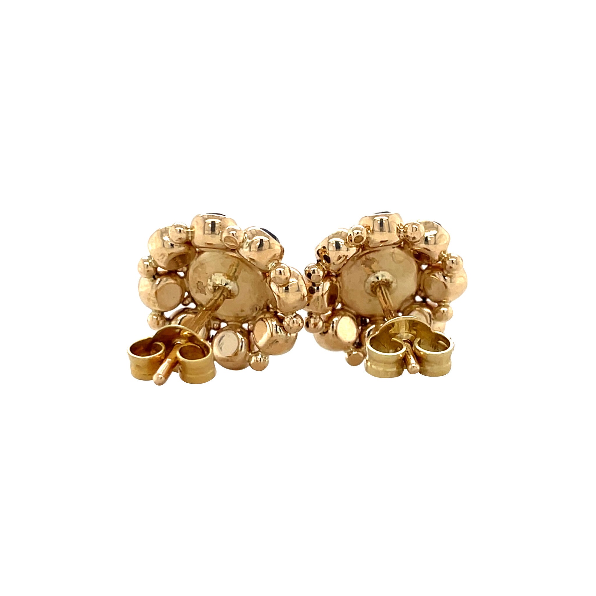 Gouden vintage entourage oorstekers met granaat 14 krt